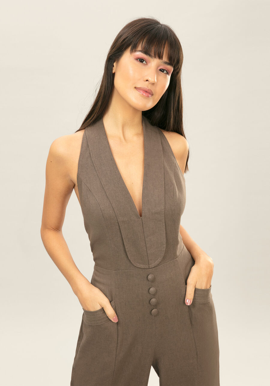 Macacão Longo Frente Única Linho, . Macacão Longo Frente Única Linho, , large.