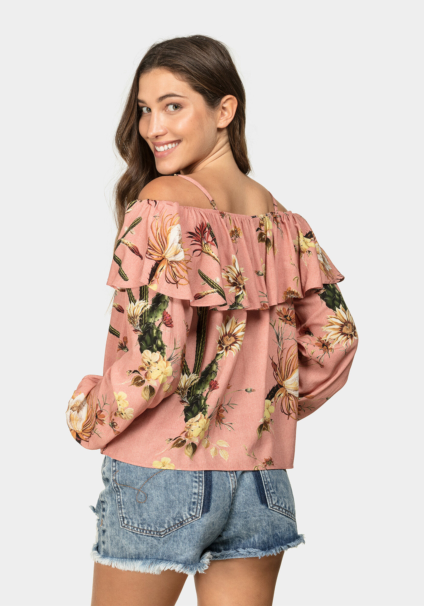 Blusa Manga Longa Estampada Tecido, , large.
