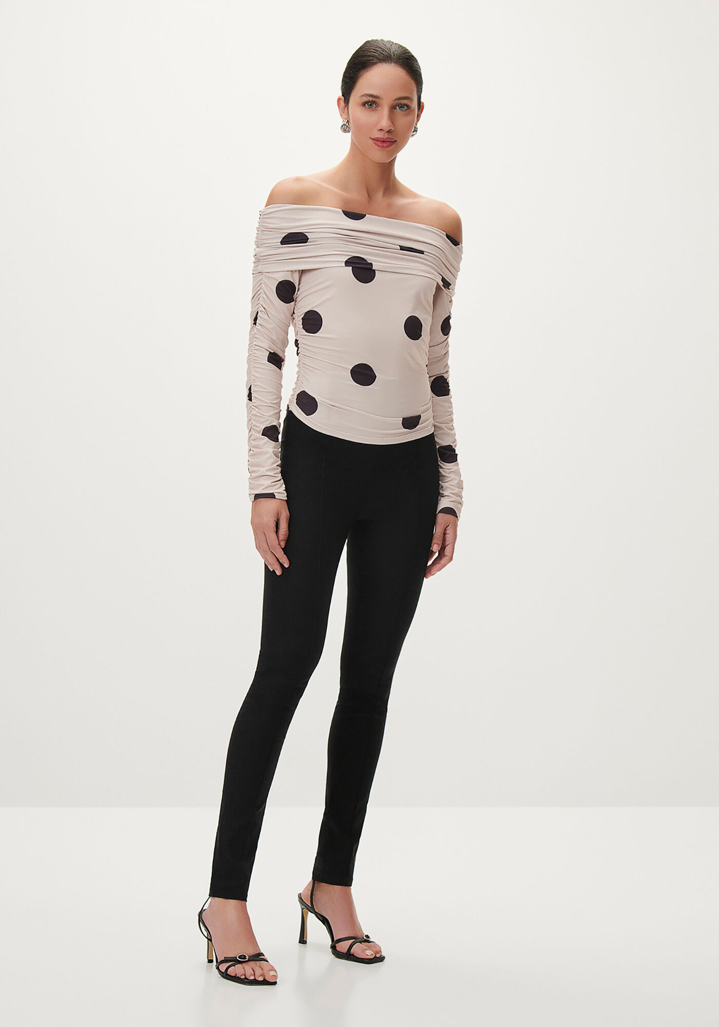 Blusa Ombro a Ombro Estampada Franzida, CRISTAL, large.