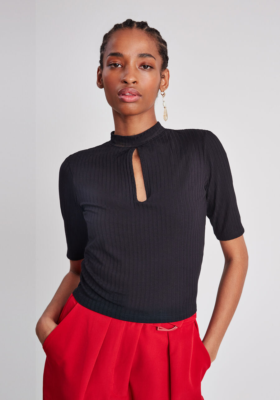 Blusa Gola Alta Recorte Decote, . Blusa Gola Alta Recorte Decote, , large.