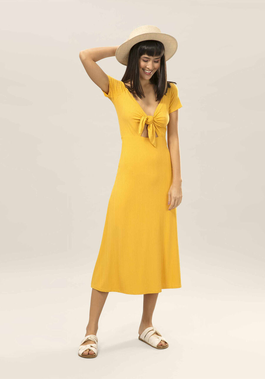 Vestido Mídi Amarração Amarelo Caramelo, . Vestido Mídi Amarração Amarelo Caramelo, , large.
