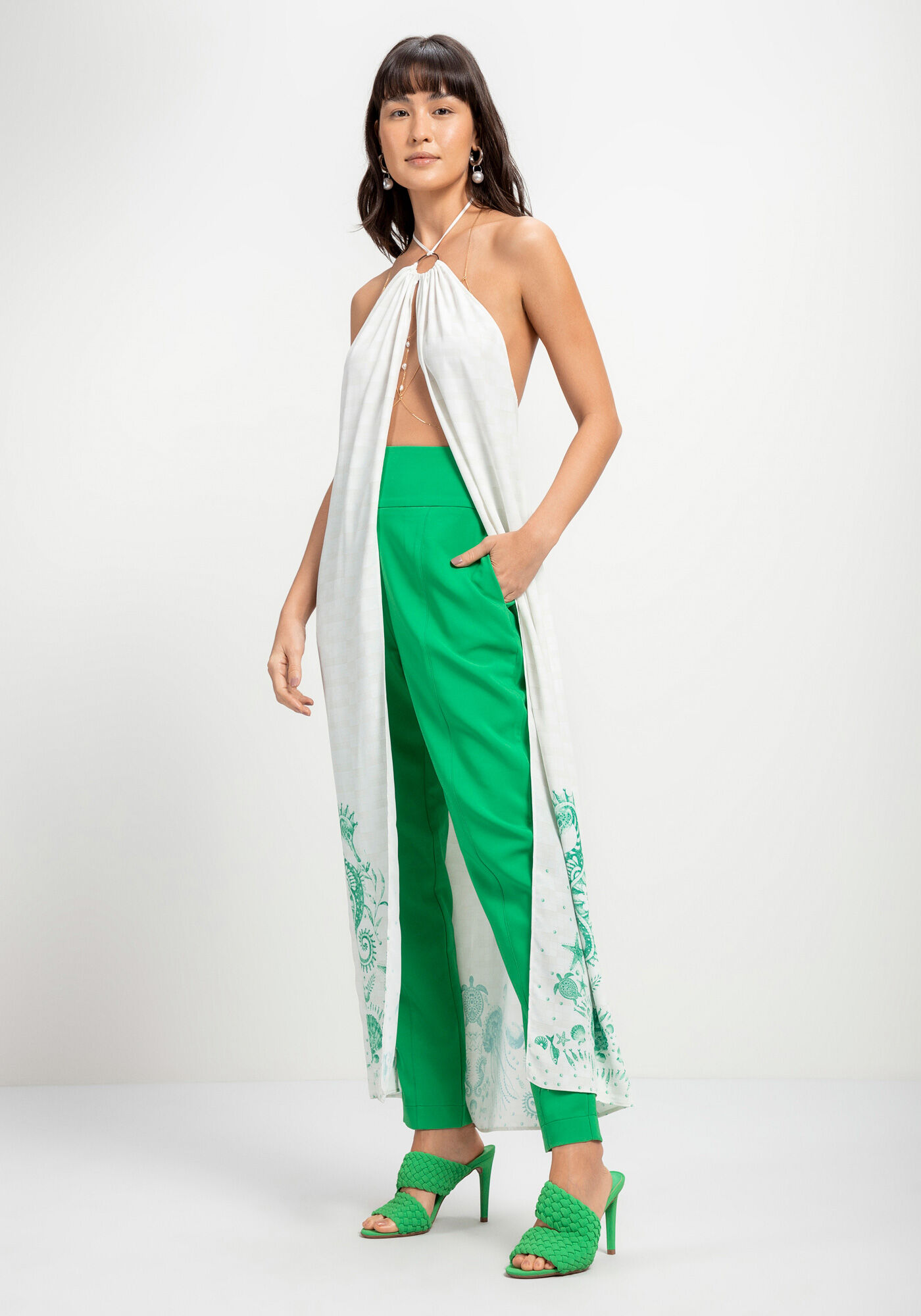 Cal&ccedil;a Slim com Cintura Alta Alfaiataria, , large.