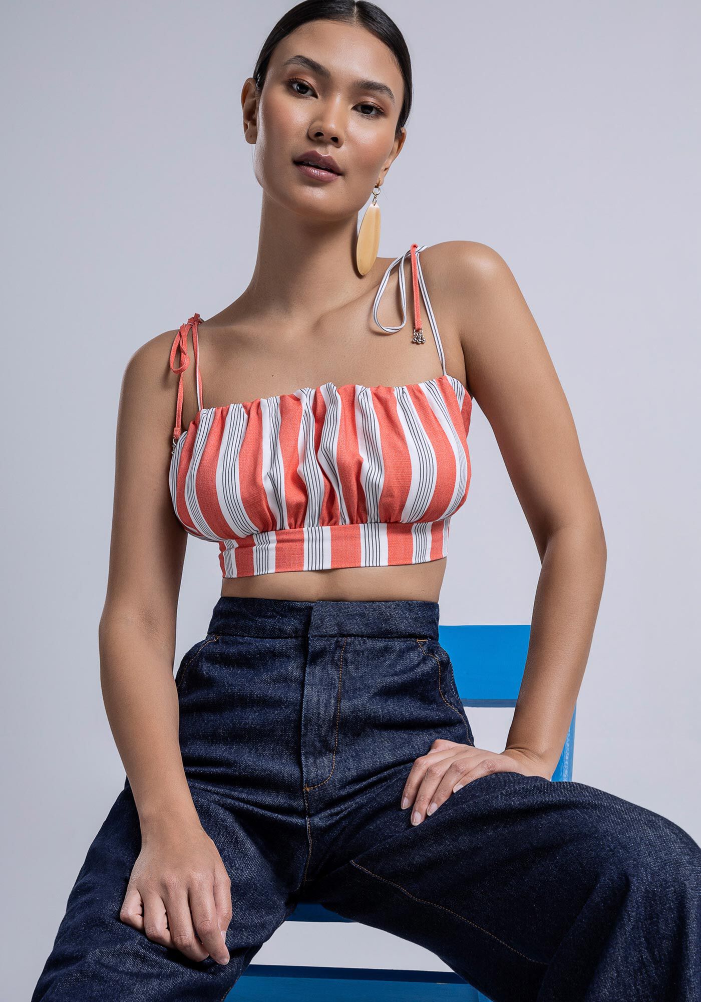 Blusa Cropped em Viscose com Tiras Costas, URUCUM, large.