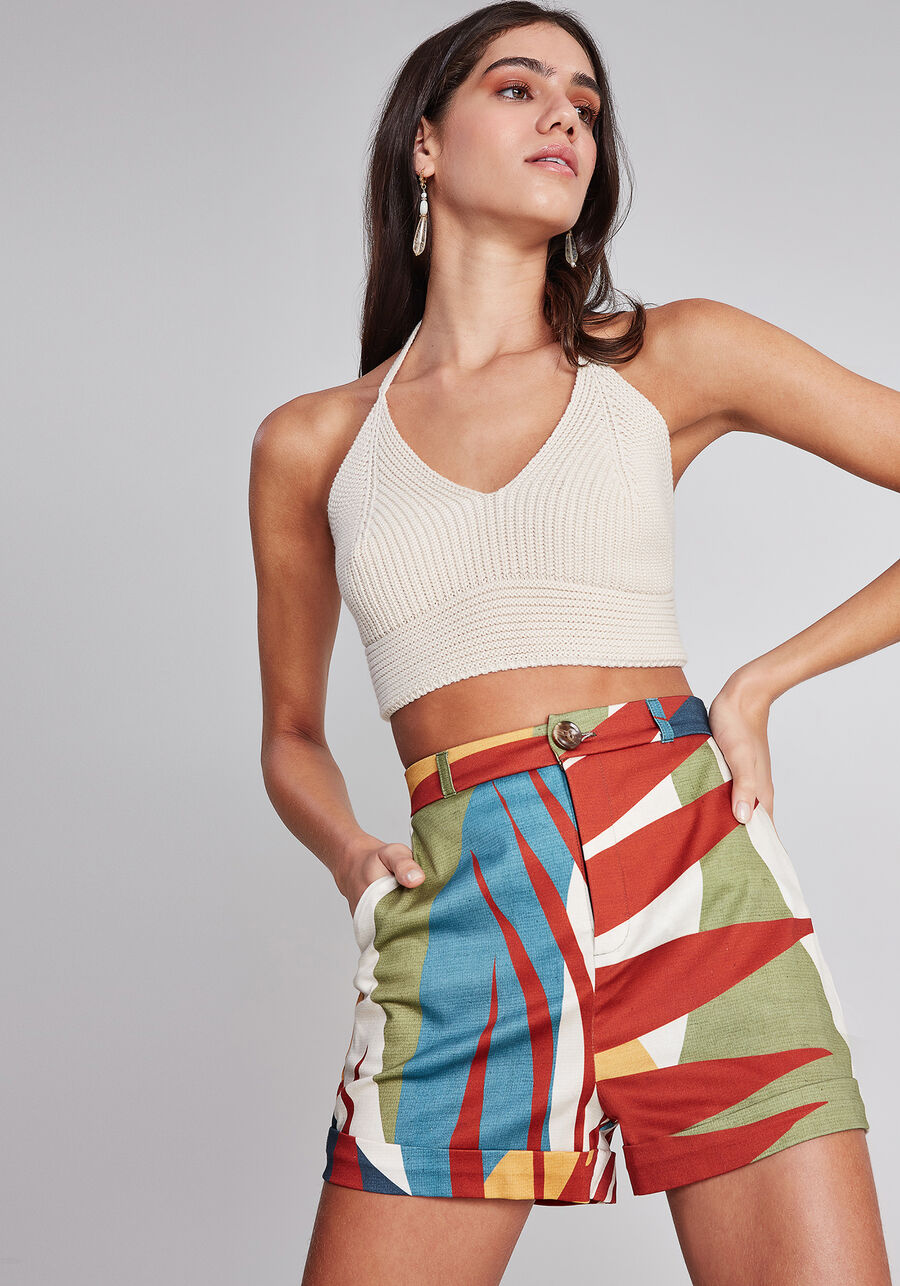 Shorts Cintura Média Estampa, . Shorts Cintura Média Estampa, , large.