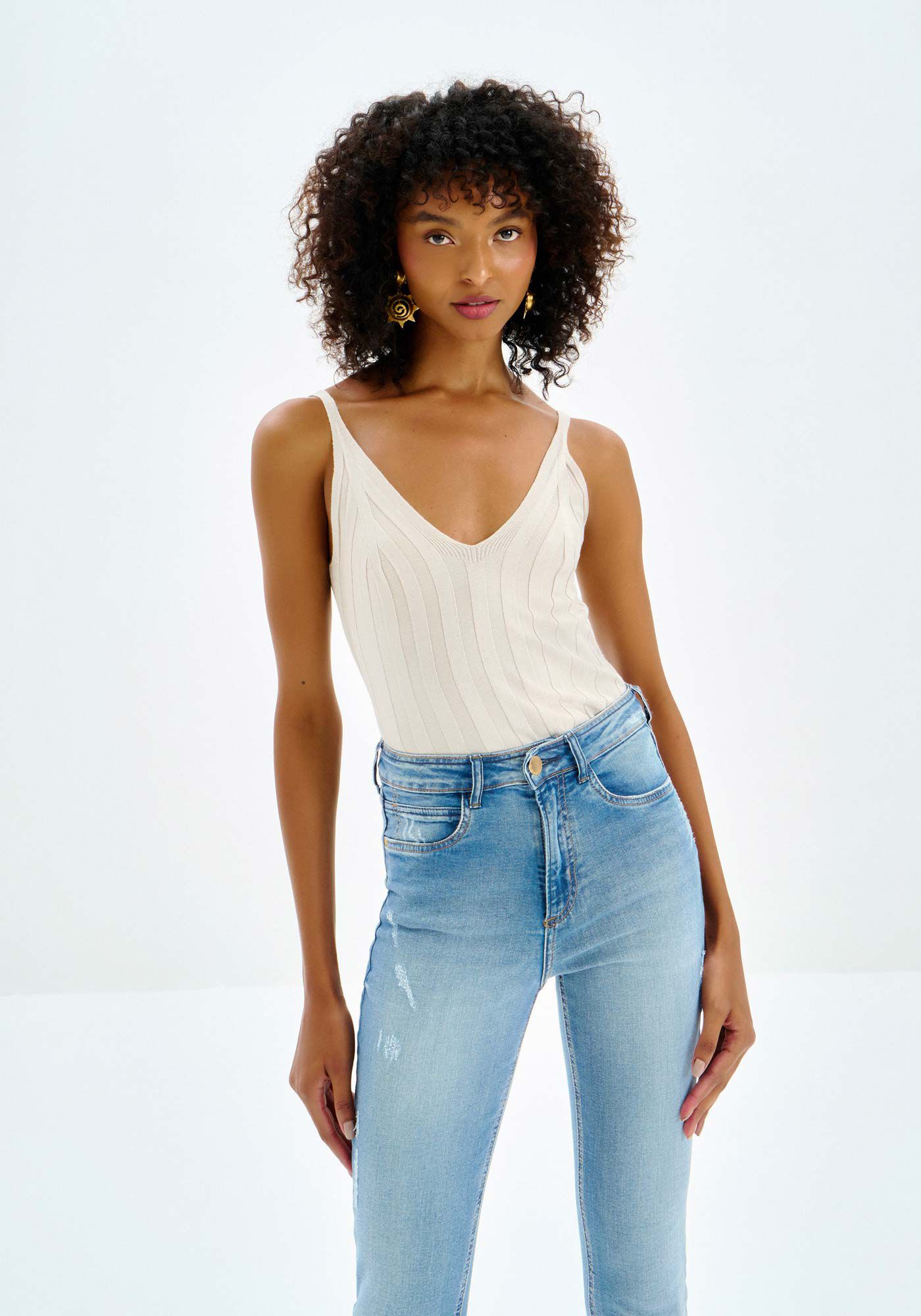 Blusa com Al&ccedil;as em Tric&ocirc; Texturizado, , large.