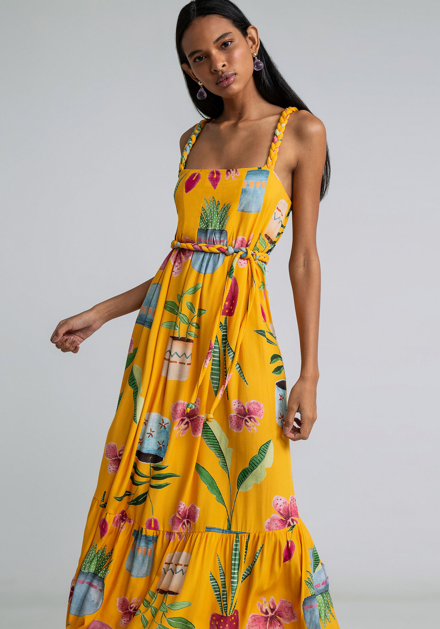 Vestido Midi Al&ccedil;as Tran&ccedil;adas Cinto, VARANDA, large.