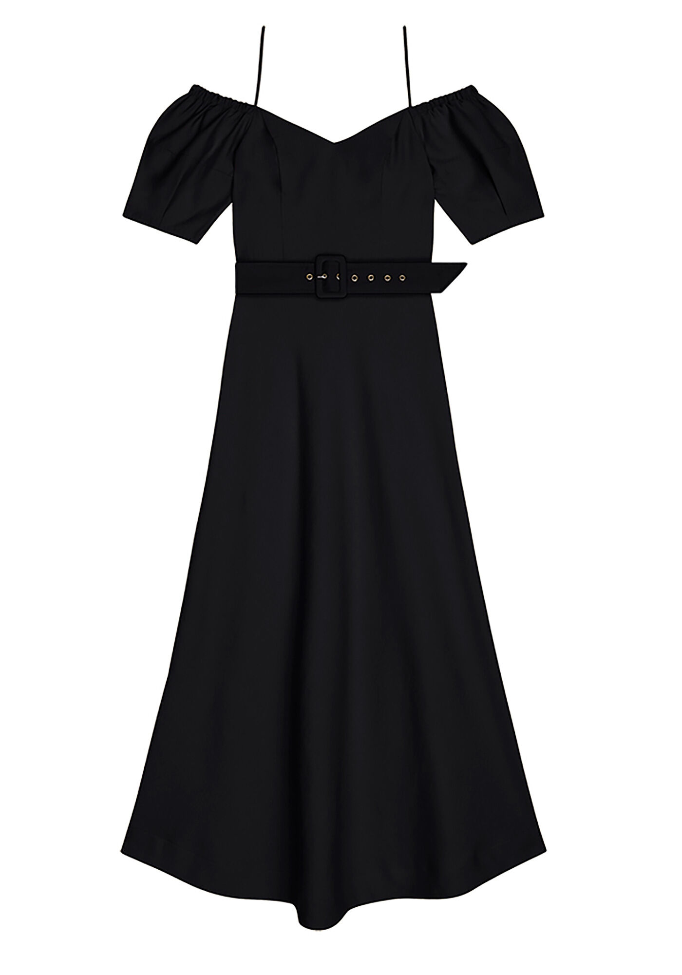 Vestido Midi com Recorte Ombros e Cinto, , large.