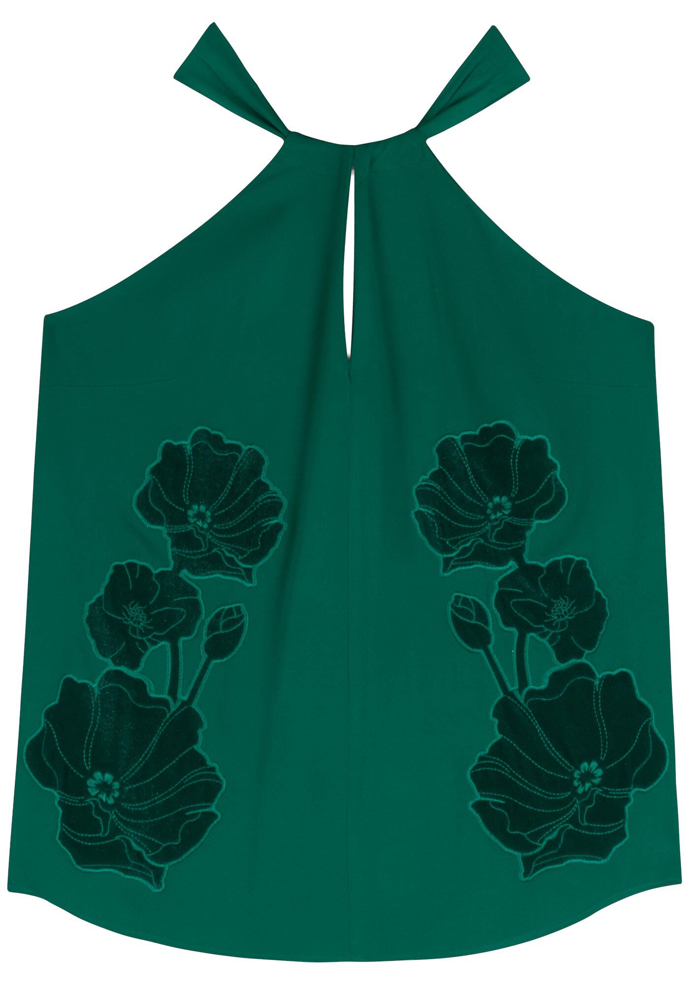 Blusa Fluida Sem Mangas Em Crepe De Viscose Com Bordados, , large.