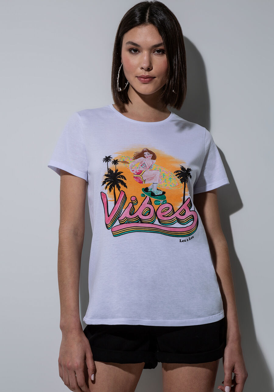 T-Shirts Play Lez Vibes, BRANCO. T-Shirts Play Lez Vibes, BRANCO, large.