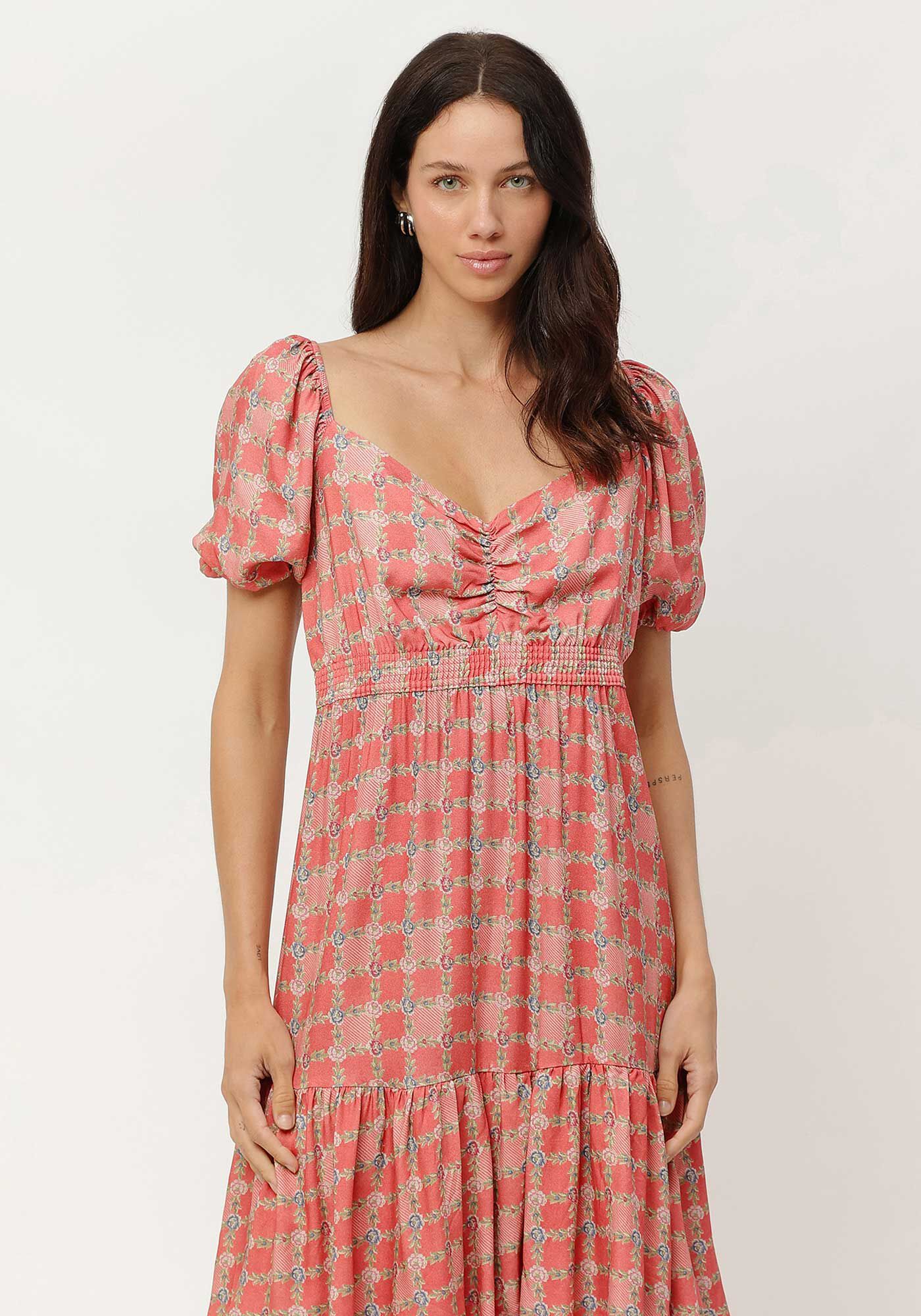 Vestido Midi em Viscose com Babados, , large.