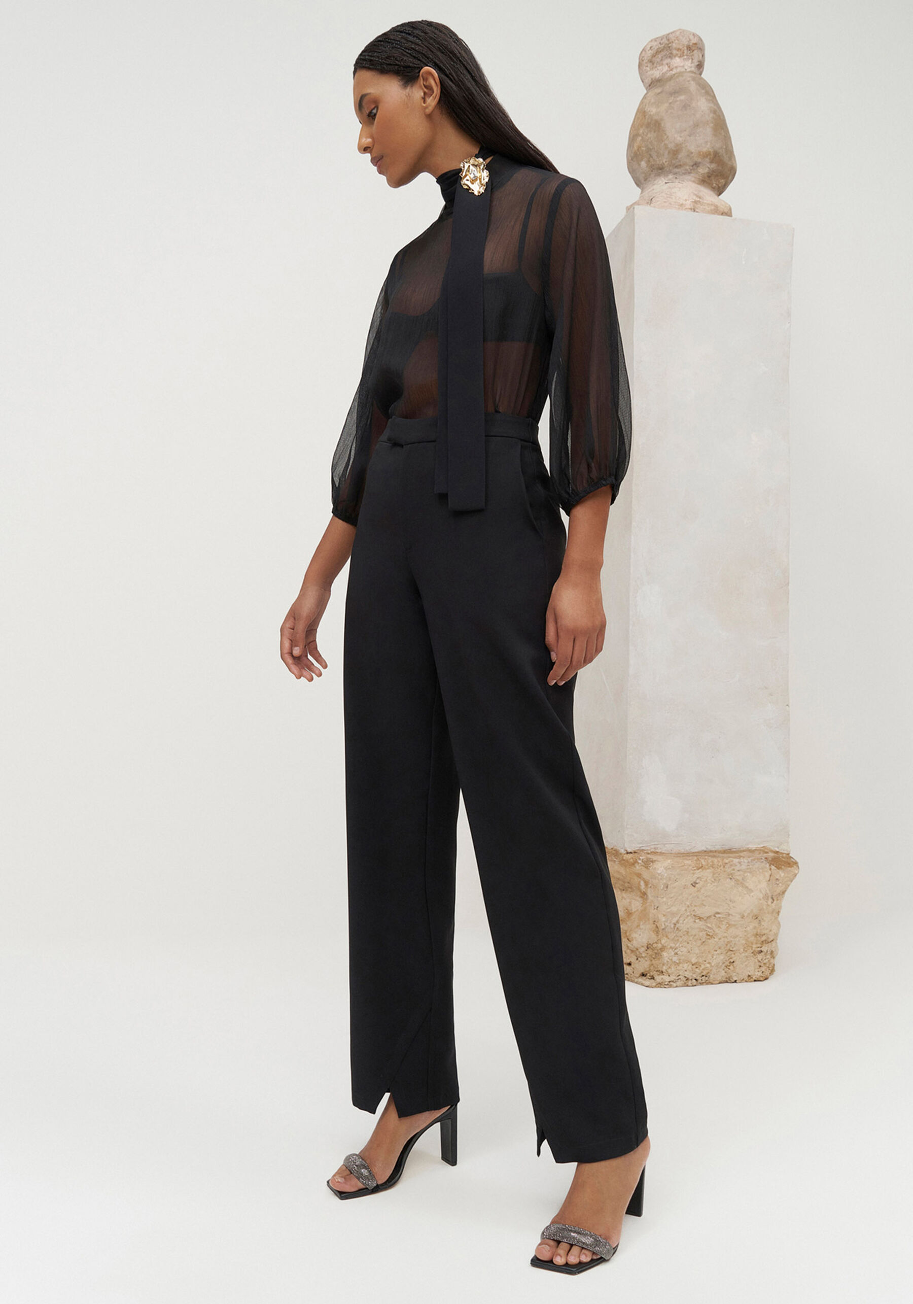 Calça Reta Alfaiataria Slim com Cintura Média, . Calça Reta Alfaiataria Slim com Cintura Média, , large.