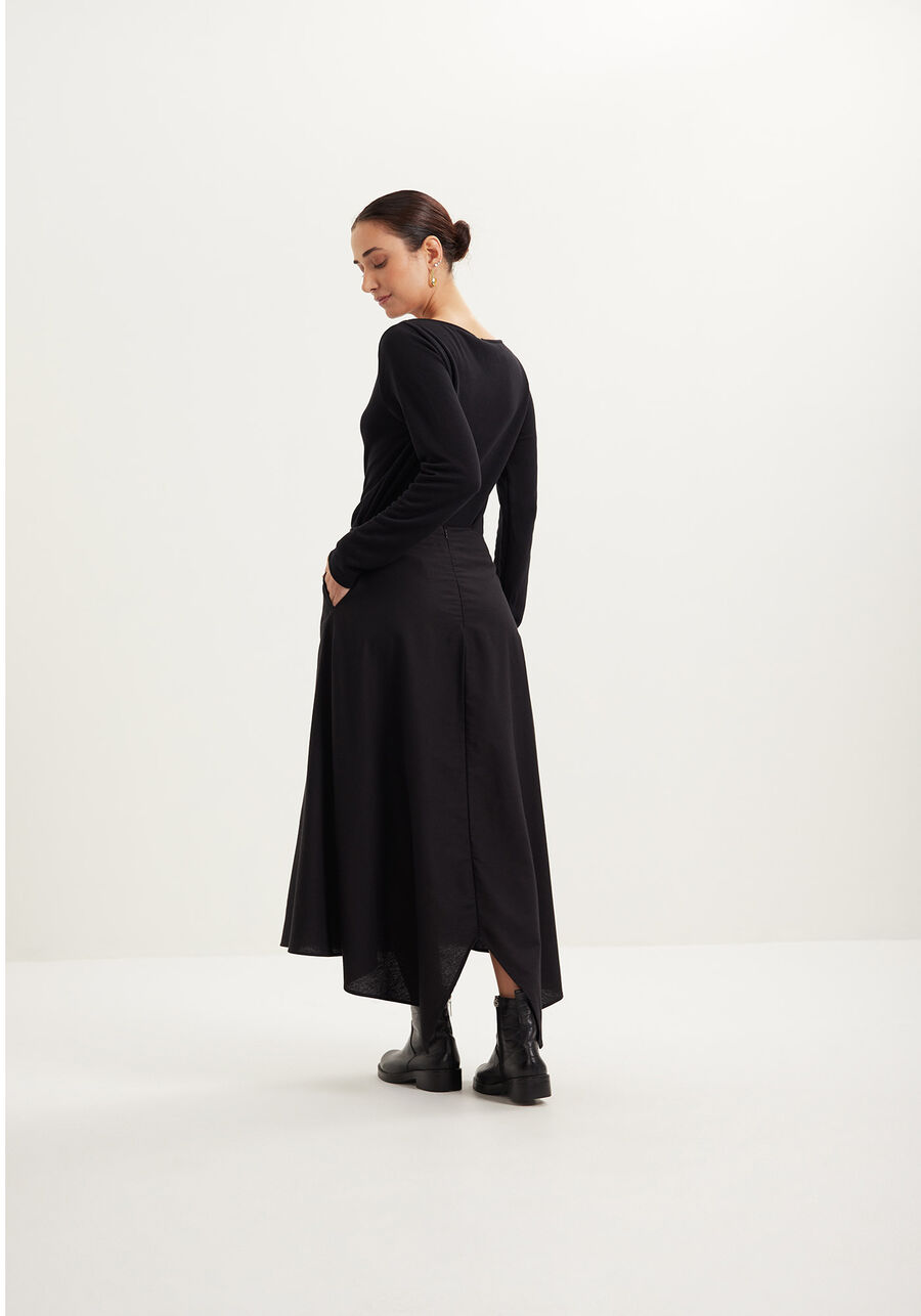 Saia Midi Com Cintura Alta E Bolsos Embutidos Tecido Plano, . Saia Midi Com Cintura Alta E Bolsos Embutidos Tecido Plano, , large.