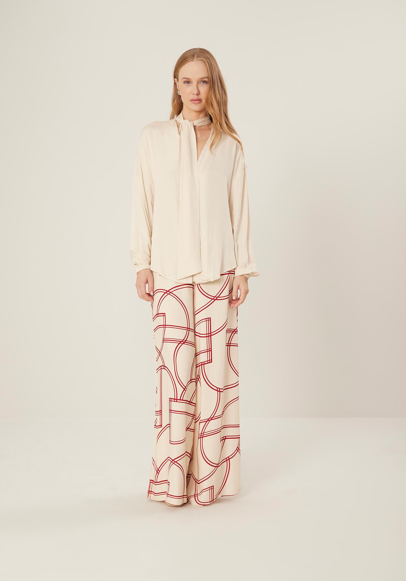 Camisa Manga Longa com Faixa Decote, , large.