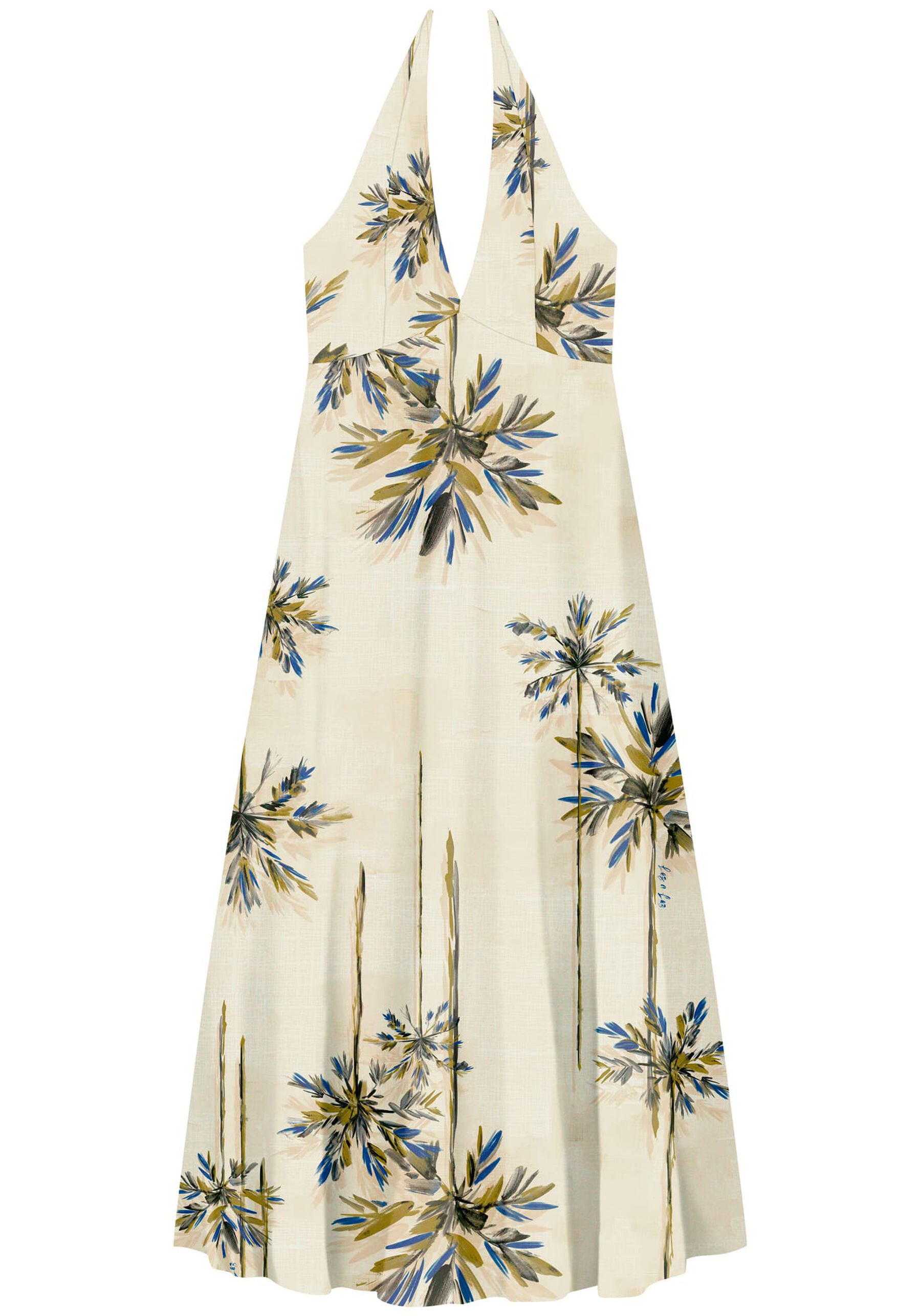 Vestido Longo Estampado Frente Única Com Decote Em V, . Vestido Longo Estampado Frente Única Com Decote Em V, , large.