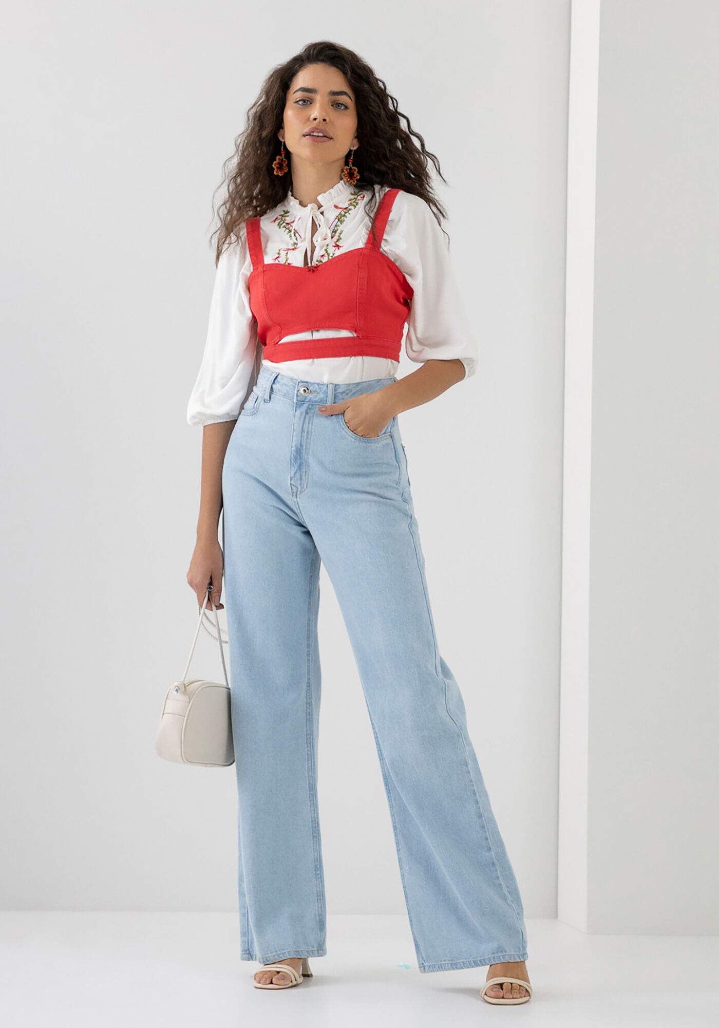 Cal&ccedil;a Jeans Wide Leg com Cintura Super Alta, , large.