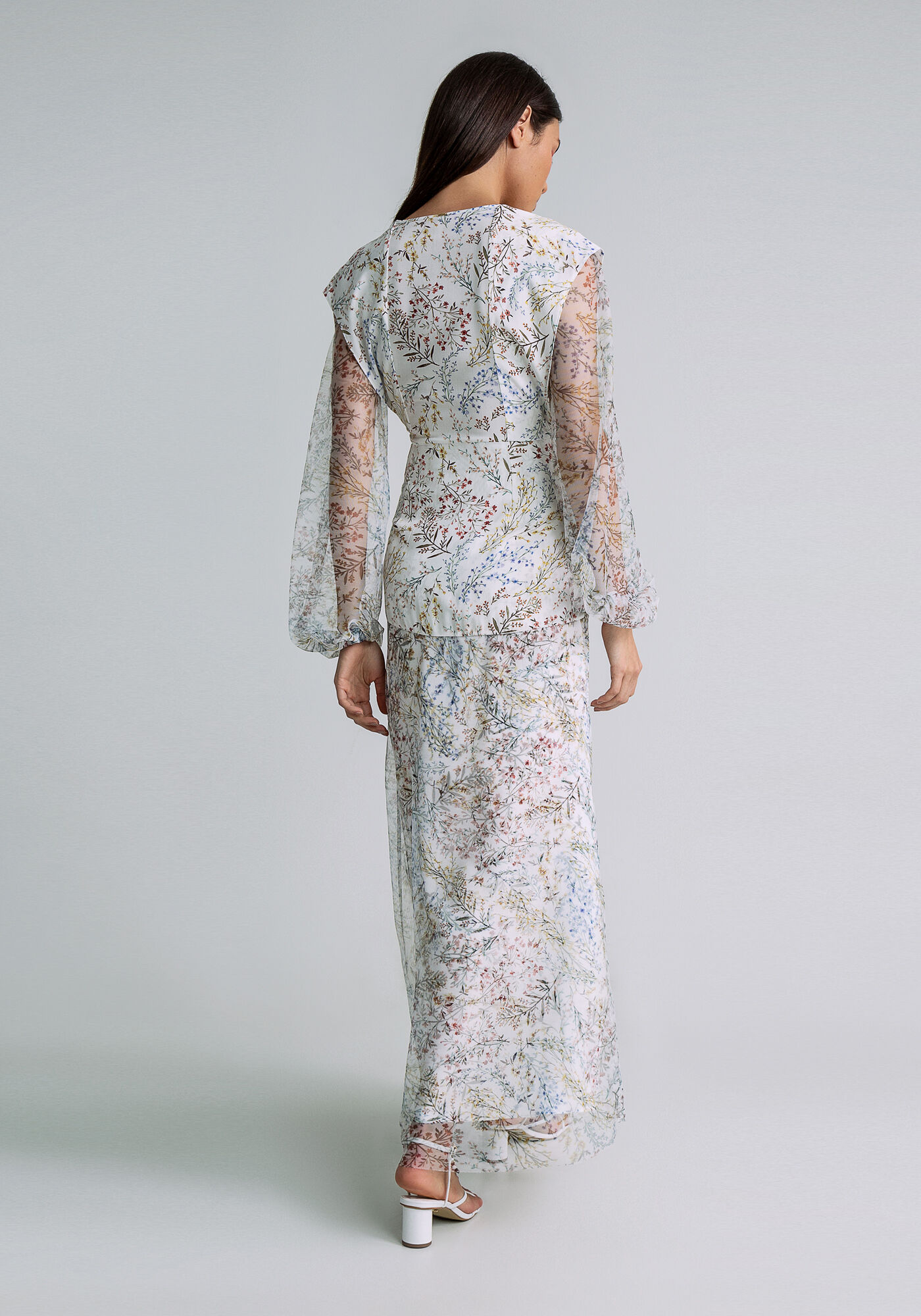 Vestido Longo Manga Bufante Tule, MEMORIAS, large.