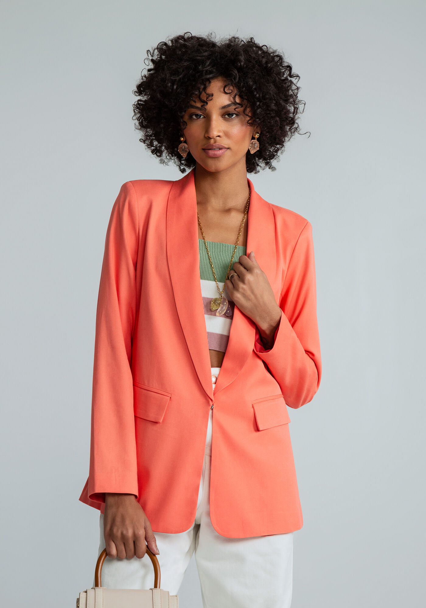 Blazer Manga Longa Boyfriend, SALMAO, large.