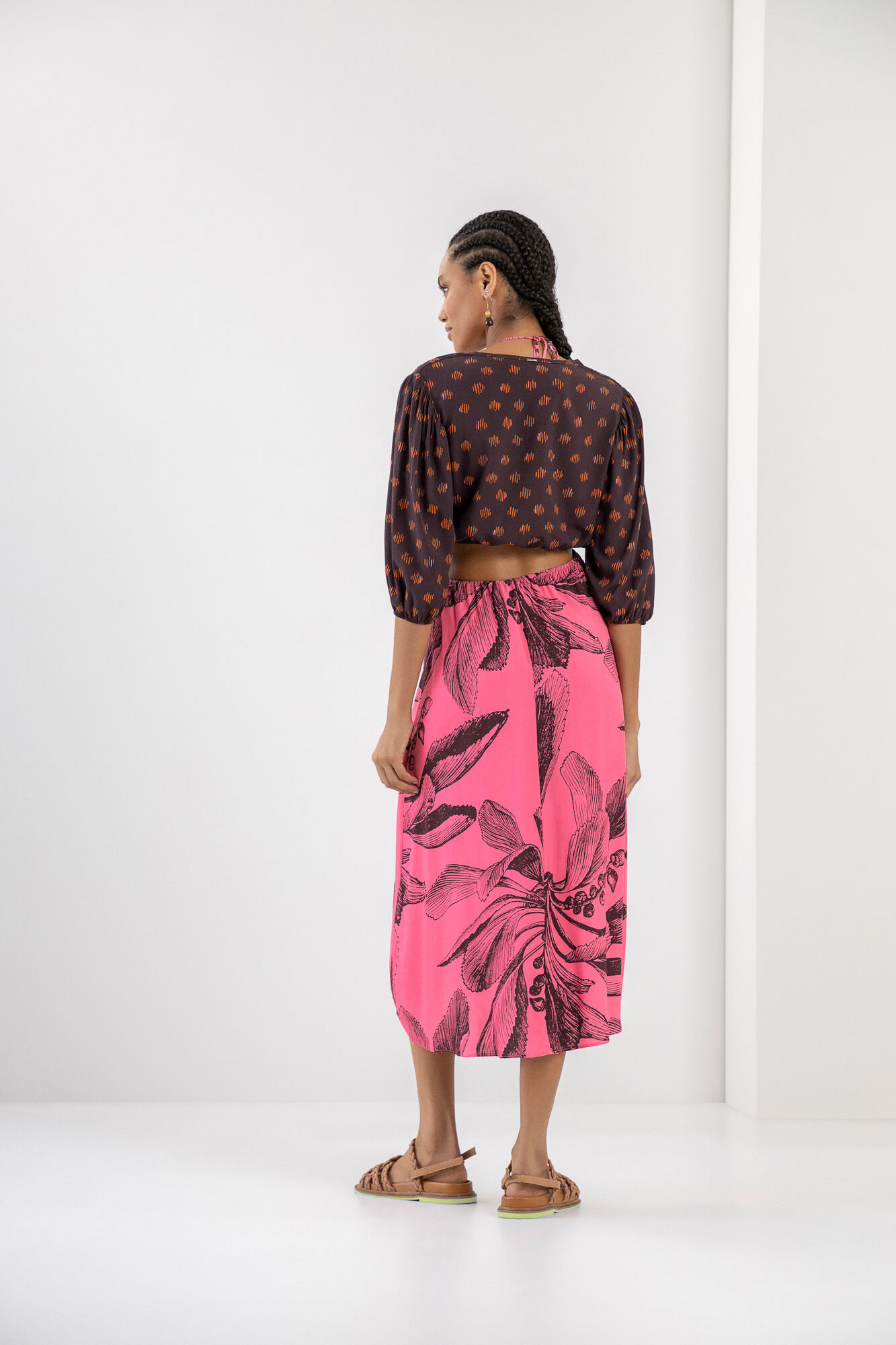 Vestido Midi Estampado em Viscose com Duas Pe&ccedil;as, , large.