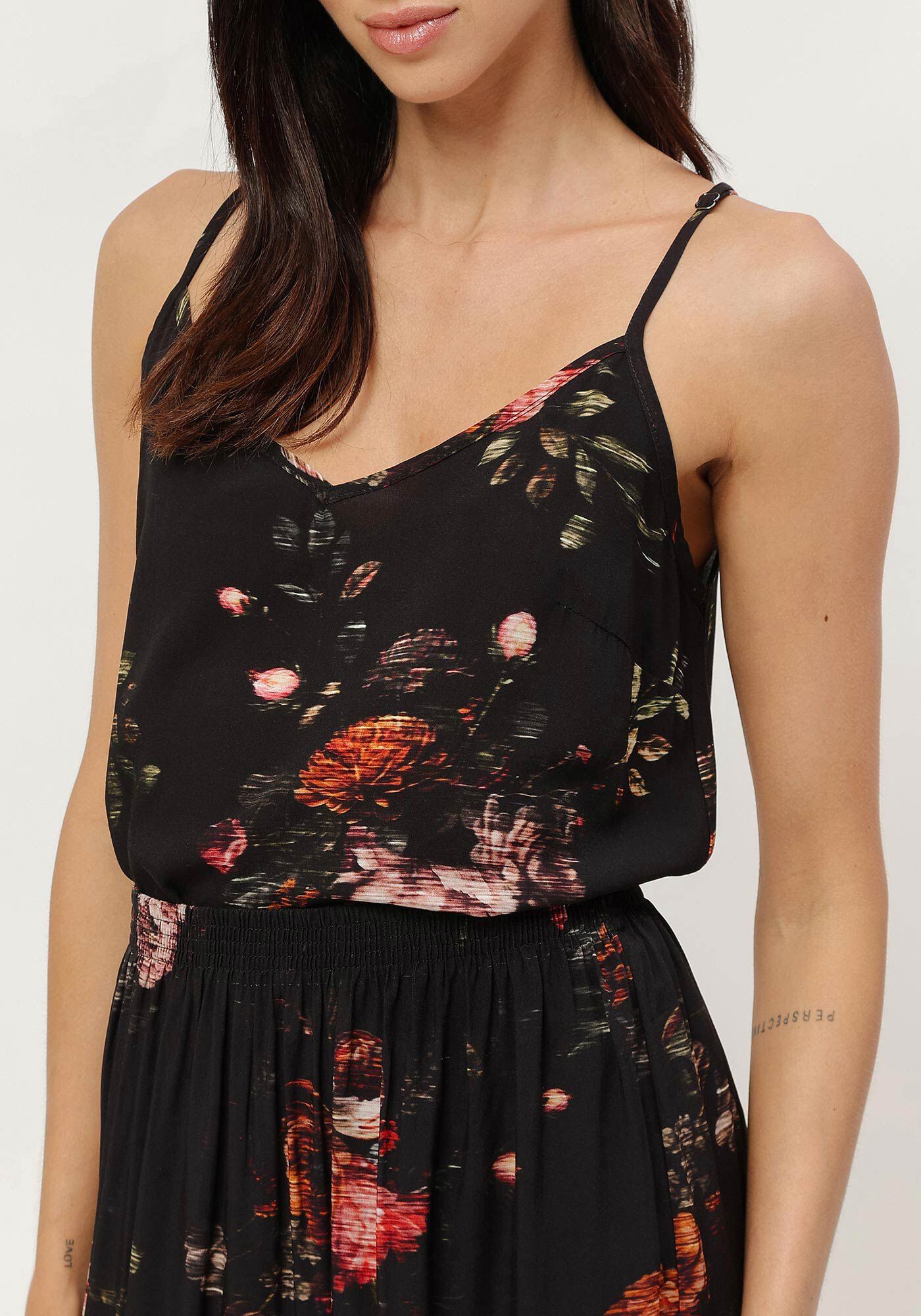 Blusa Estampada em Viscose com Decote V, , large.