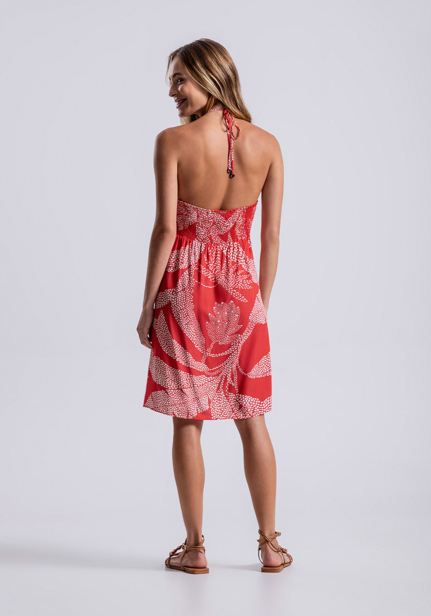 Vestido Curto Frente Unica em Viscose Estampado, , large.