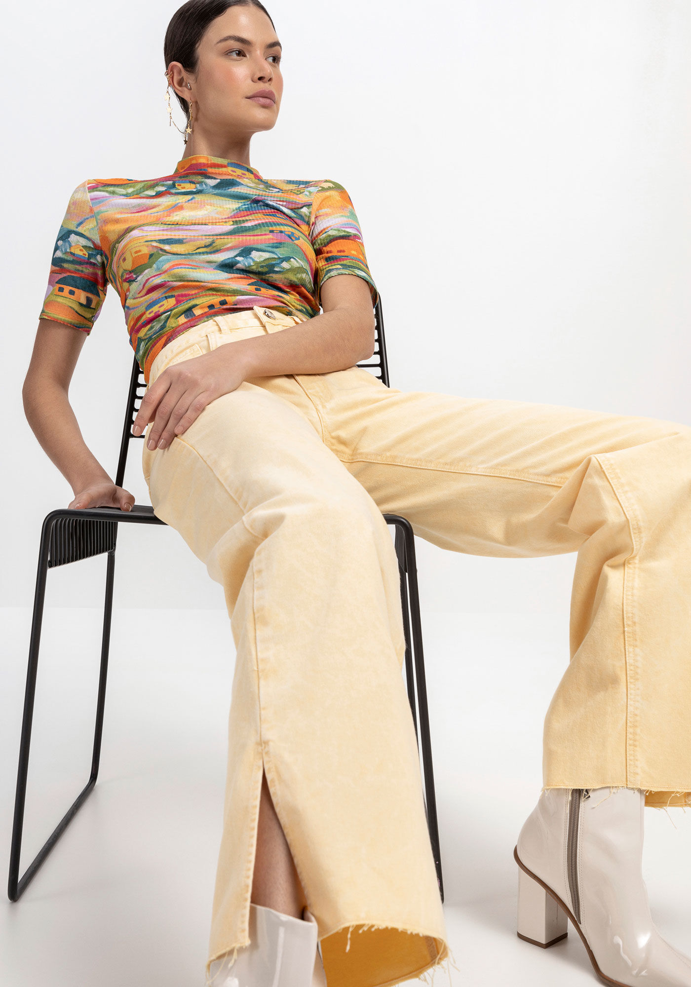 Cal&ccedil;a Sarja Wide Leg com Cintura Baixa, , large.