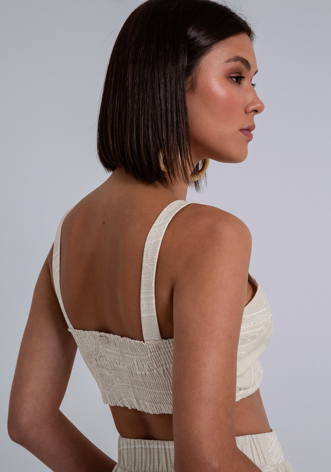 Blusa Cropped Linho Decote Reto, , large.