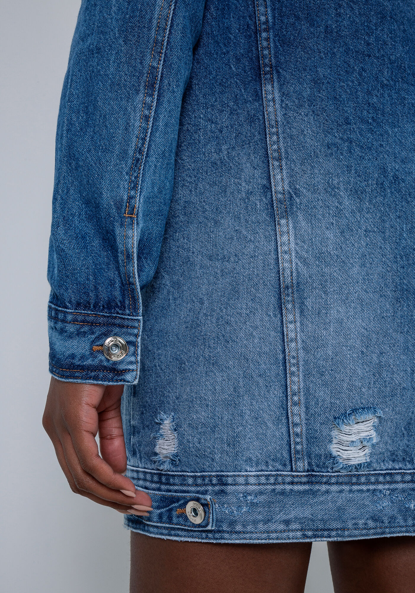 Jaqueta Jeans Alongada, JEANS, large.