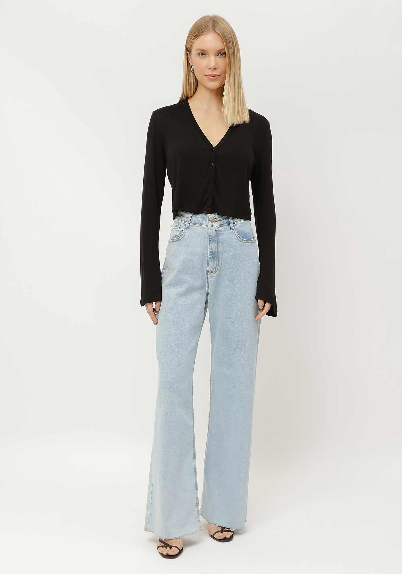 Cardigan Cropped com Blusa Canelada, , large.