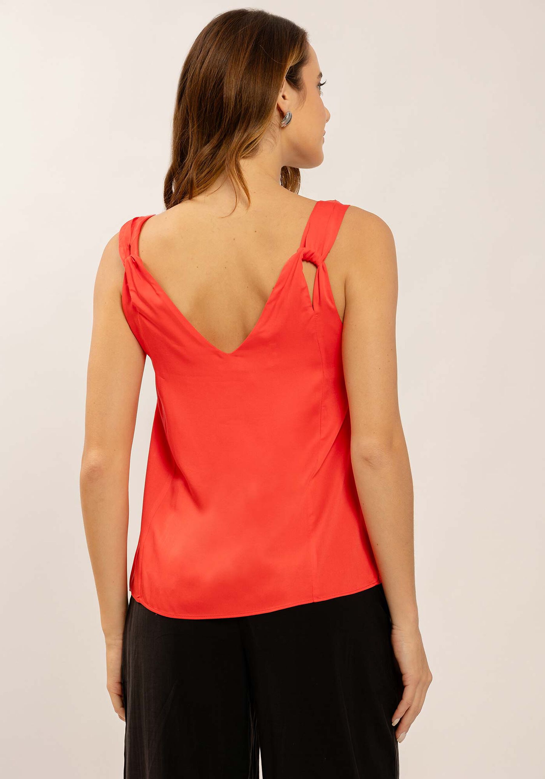 Blusa Decote V com Amarração Alças, . Blusa Decote V com Amarração Alças, , large.