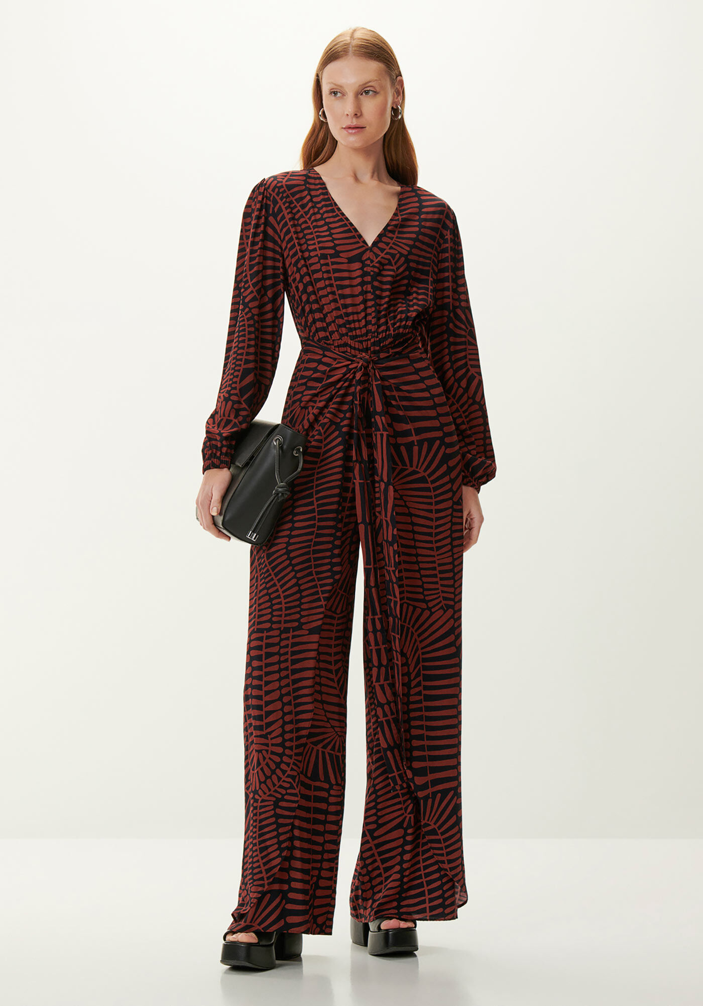 Macac&atilde;o Longo Manga Longa Estampado com Amarra&ccedil;&atilde;o, BOSQUE, large.