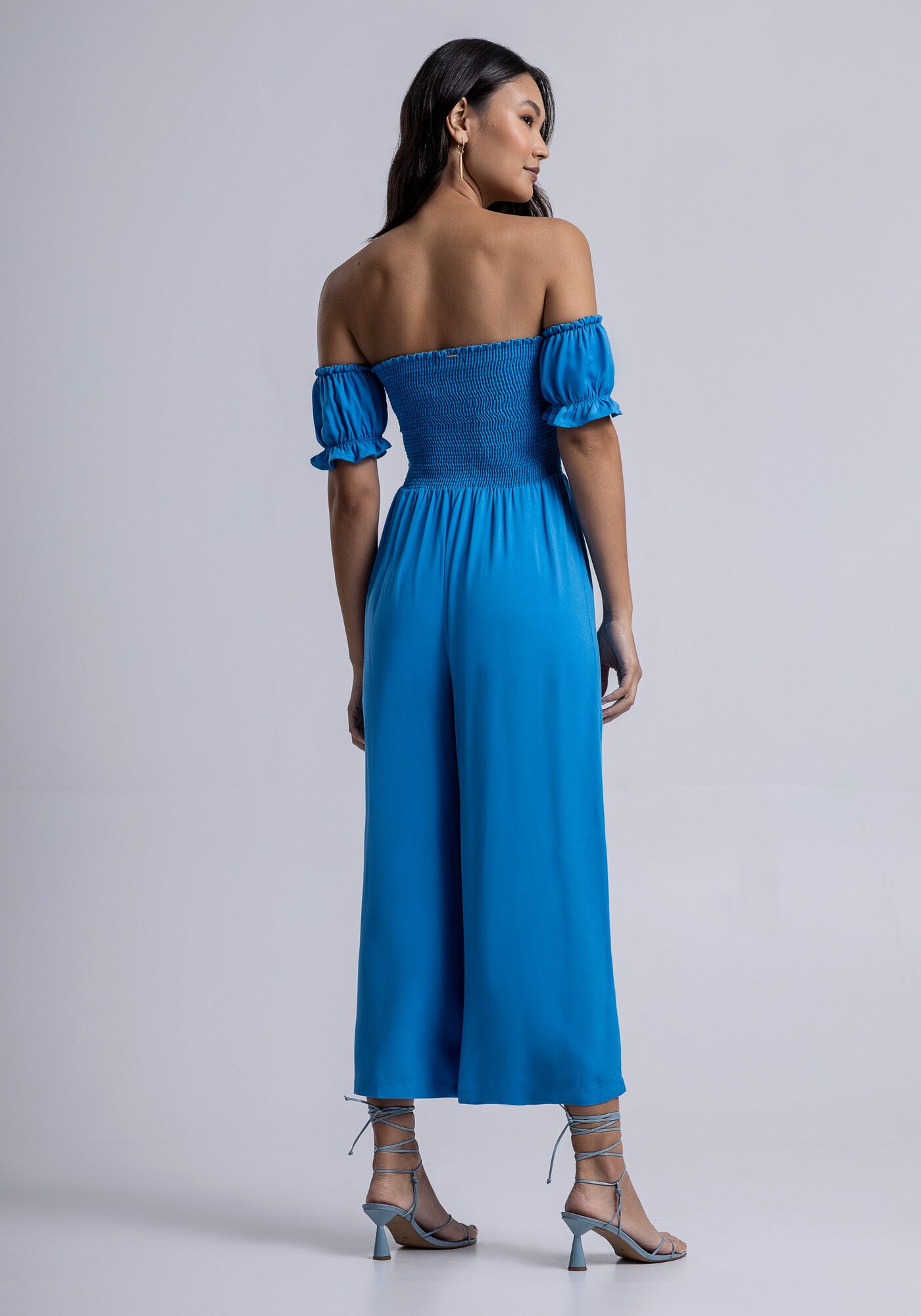 Macac&atilde;o Midi em Viscose Ombro a Ombro Lastex, , large.