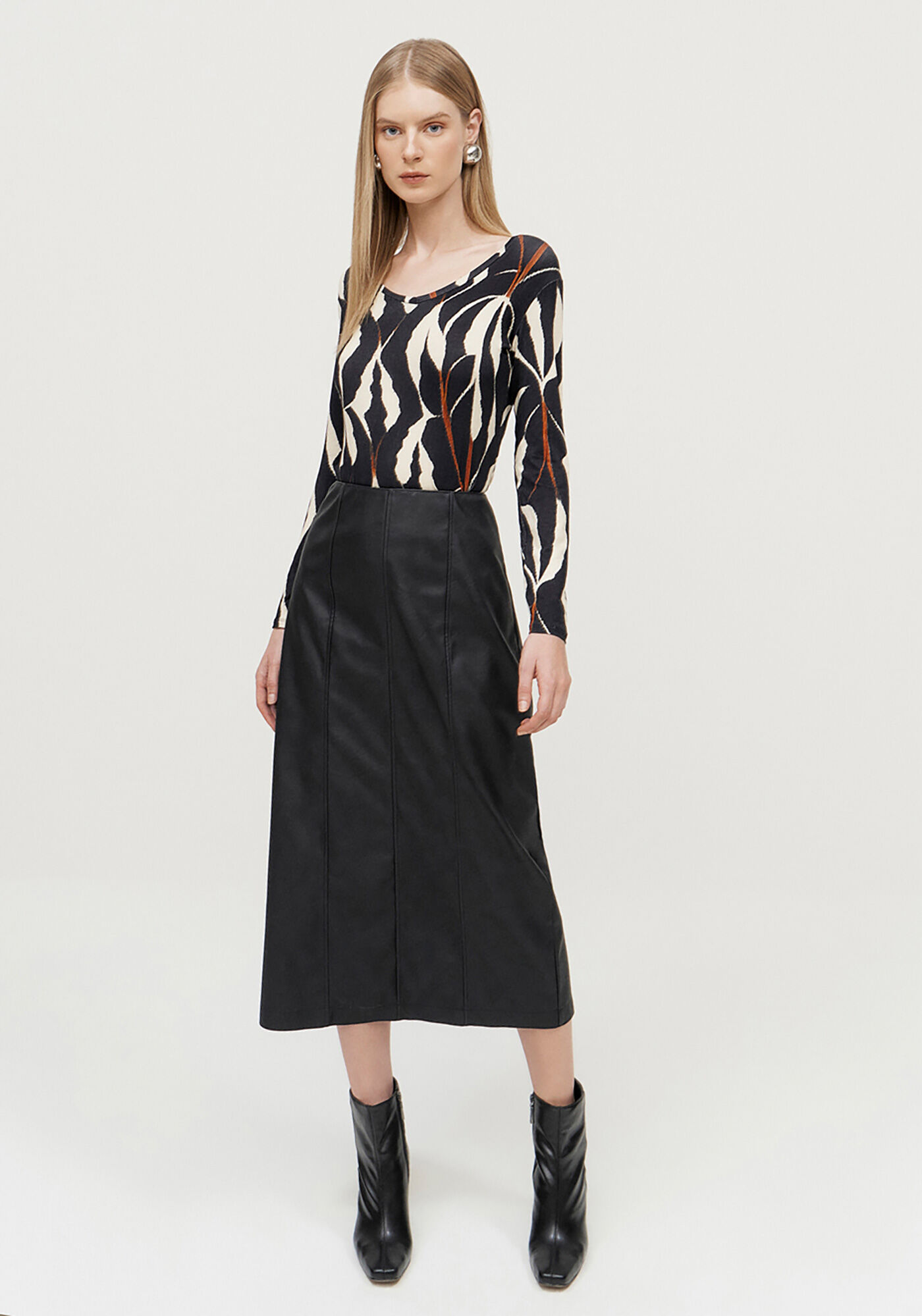 Blusa Manga Longa em Malha Viscose Estampada, , large.