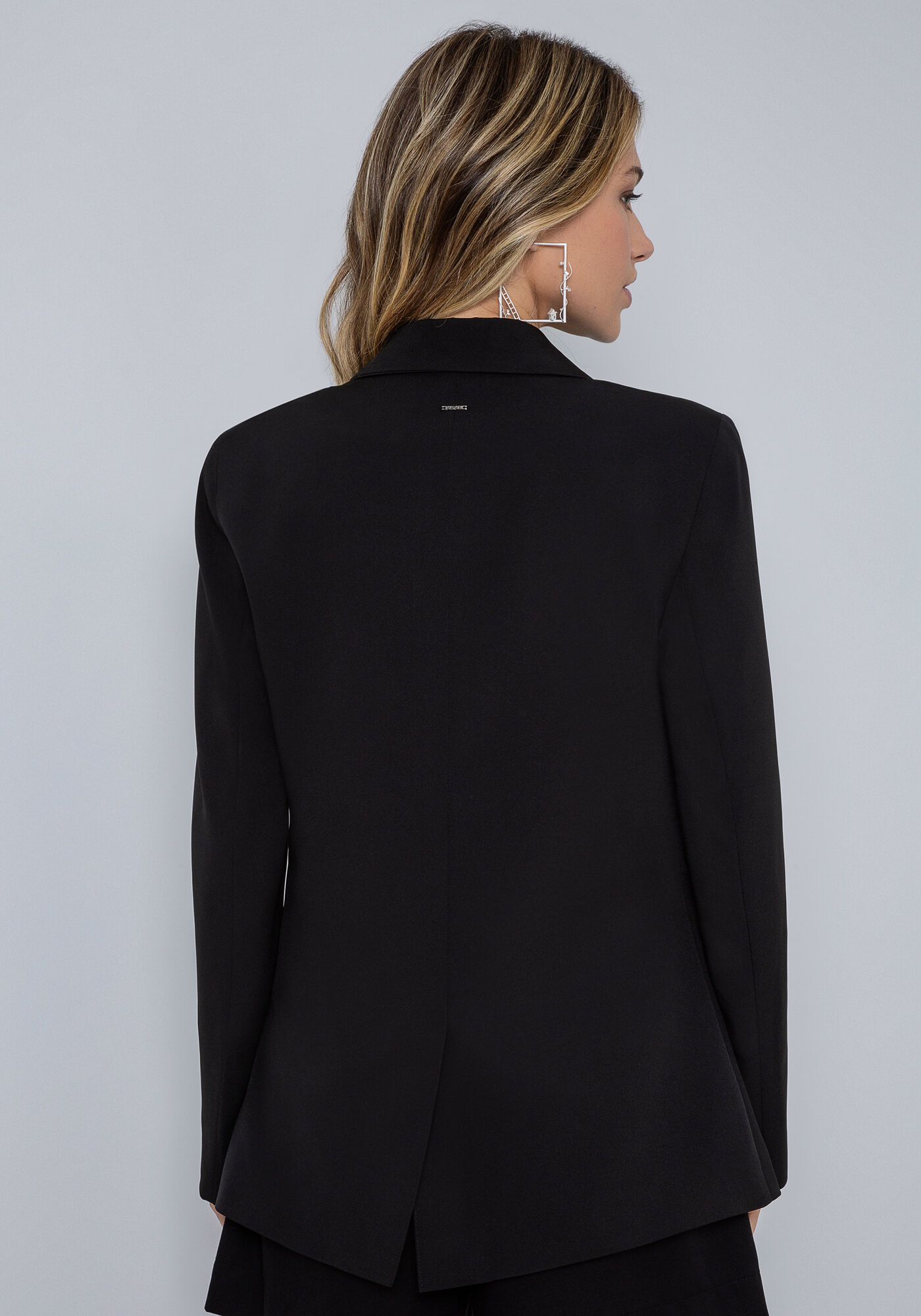 Blazer Boyfriend em Tecido Petra com Lapela, , large.