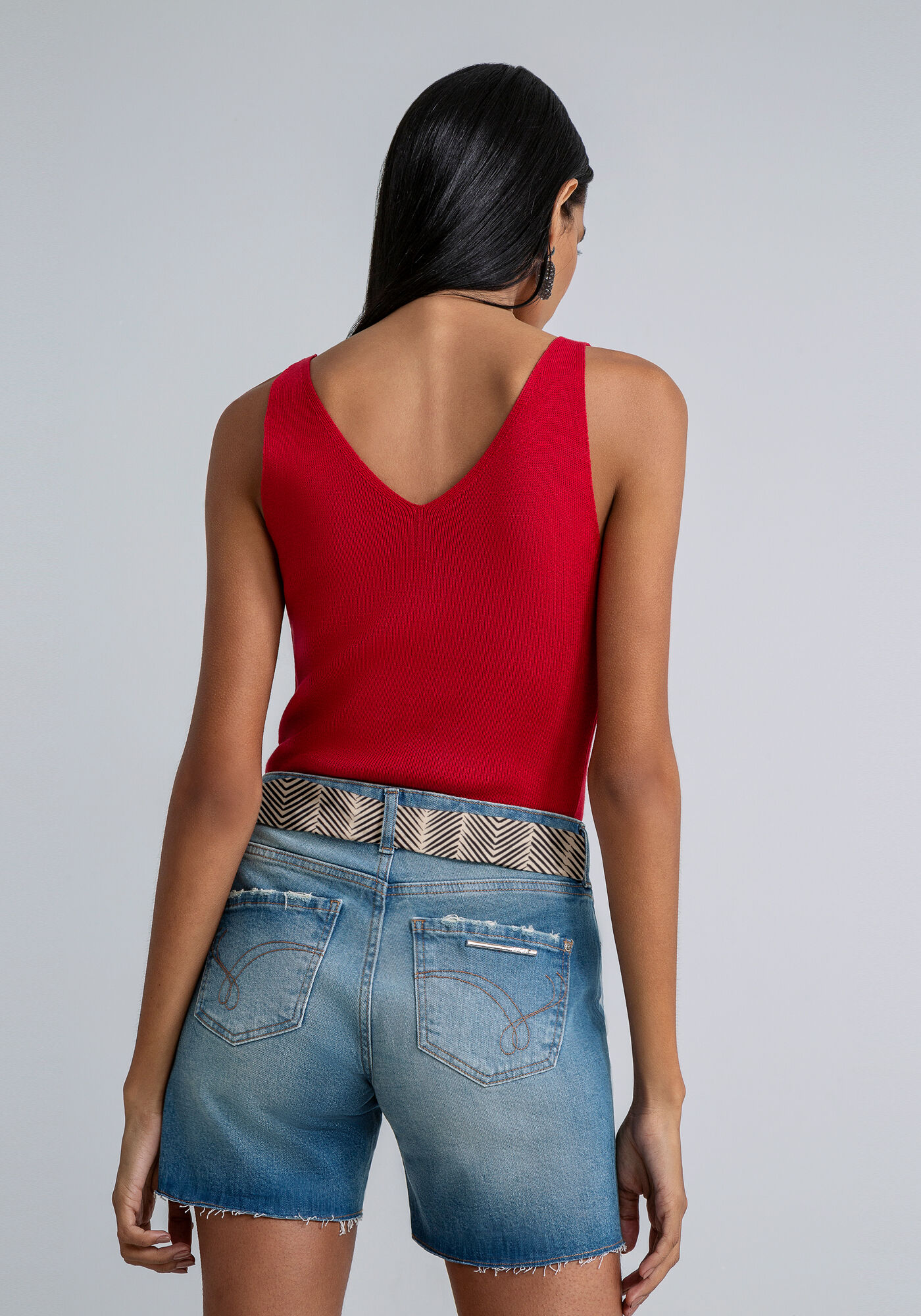 Shorts jeans cintura deals alta com cinto