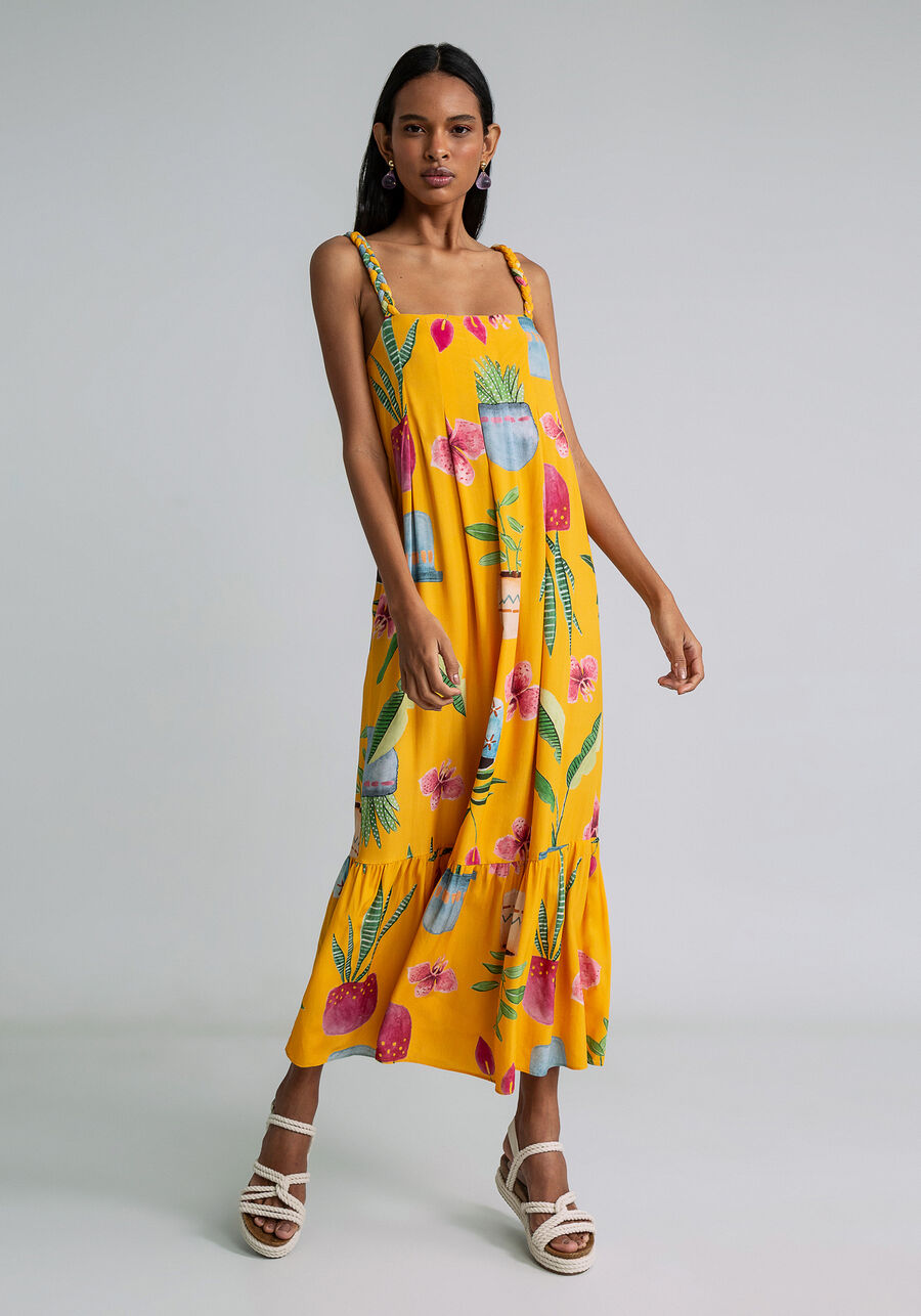 Vestido Midi Alças Trançadas Cinto, VARANDA. Vestido Midi Alças Trançadas Cinto, VARANDA, large.