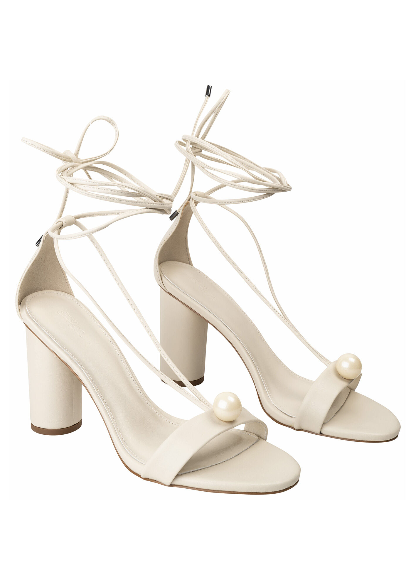 Sand&aacute;lia Salto Bloco com P&eacute;rola e Amarra&ccedil;&atilde;o, , large.