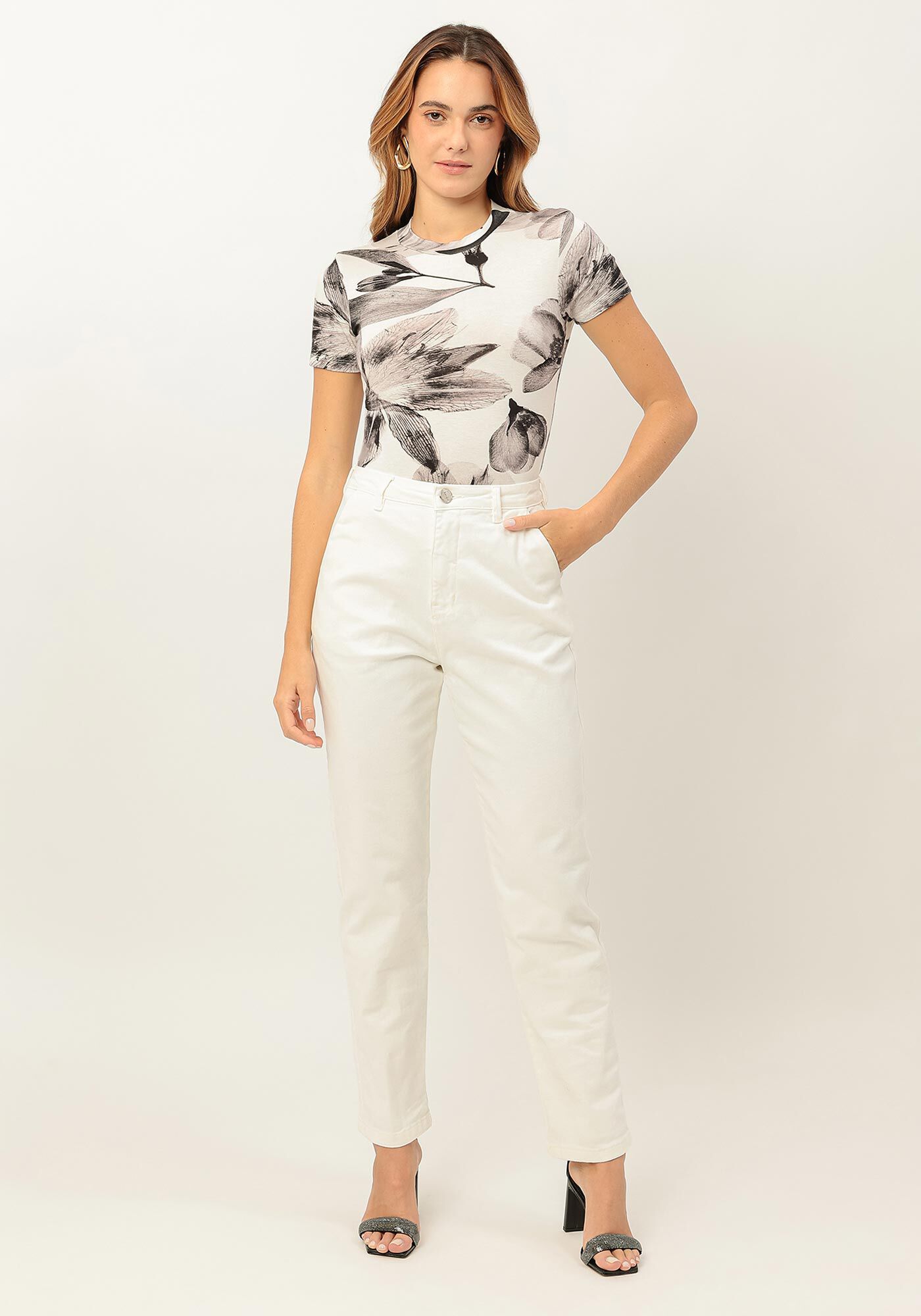 Blusa Estampada em Malha Viscose com Gola, , large.