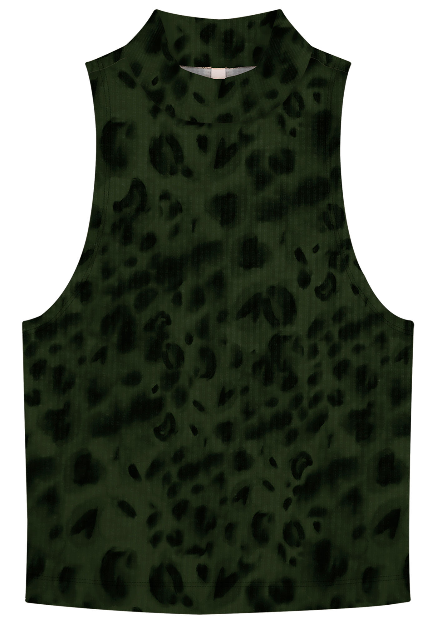 Regata Estampada Canelada com Gola Alta, , large.