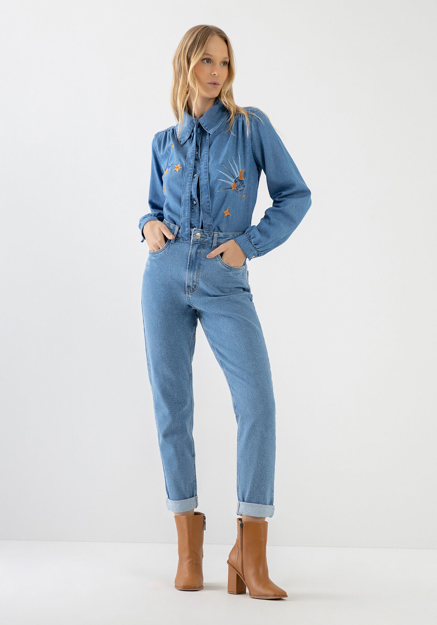 Cal&ccedil;a Jeans Mom Sustent&aacute;vel Super Alta, , large.