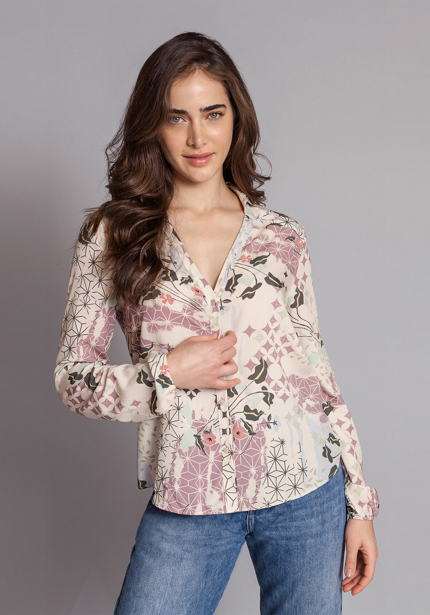 Camisa Manga Longa Estampa, , large.