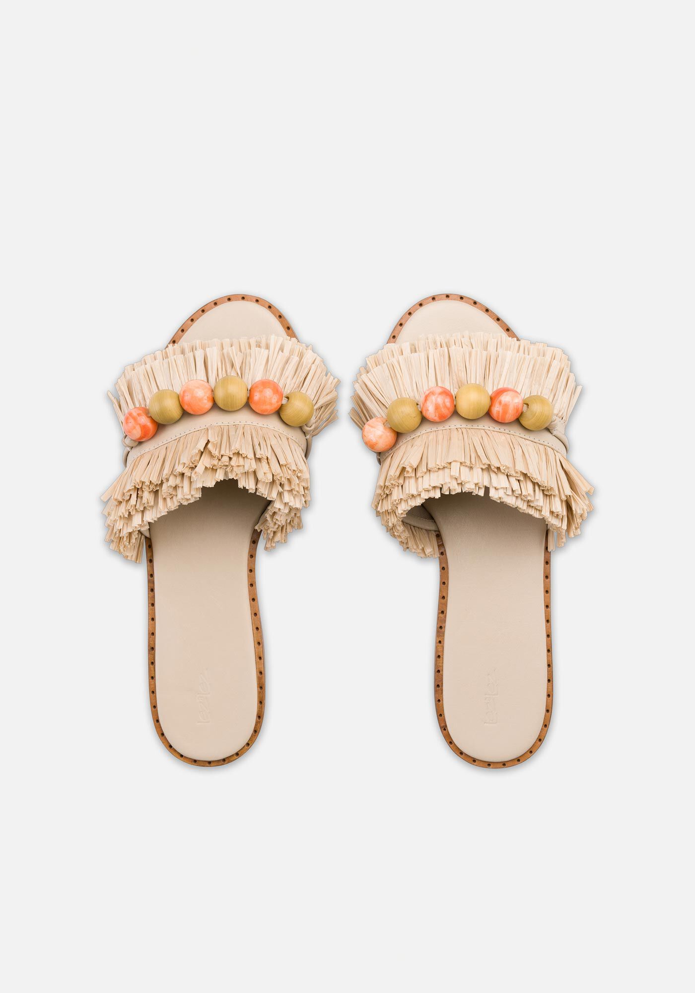 Rasteira Feminina Com Franjas E Esferas, BEGE FAIRWAY, large.