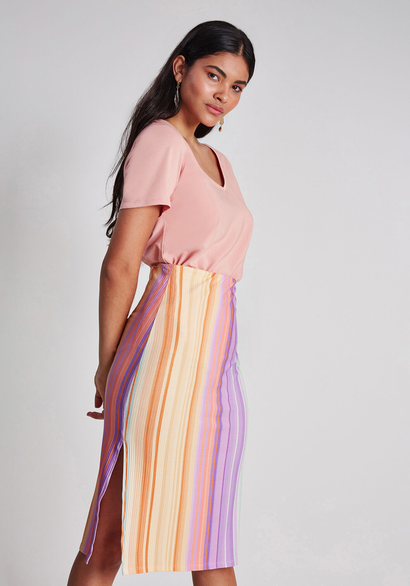 Saia M&iacute;di Justa Fenda Estampa, , large.