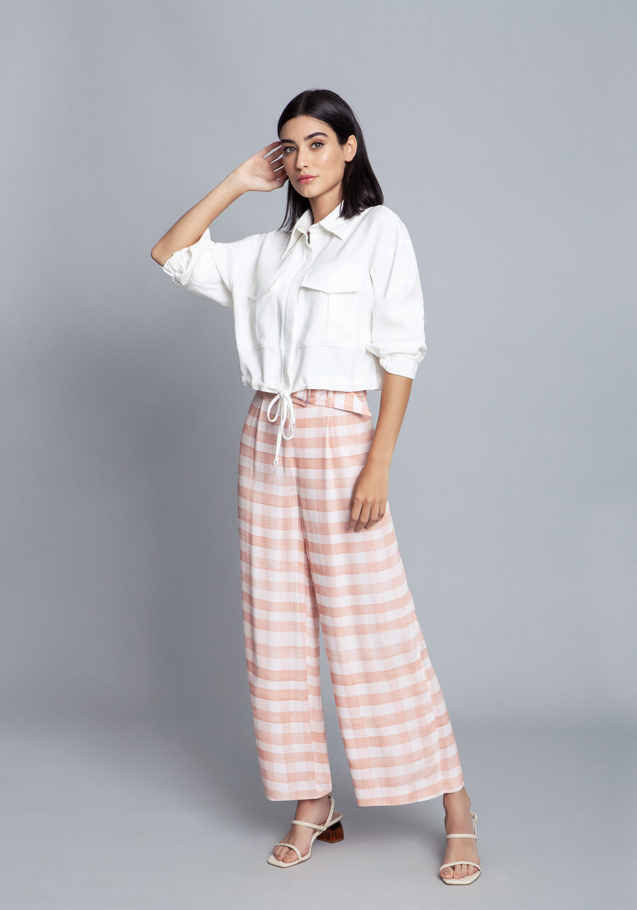 Jaqueta Tecido Crepe Satin Cropped, BRANCO OFF WHITE, large.