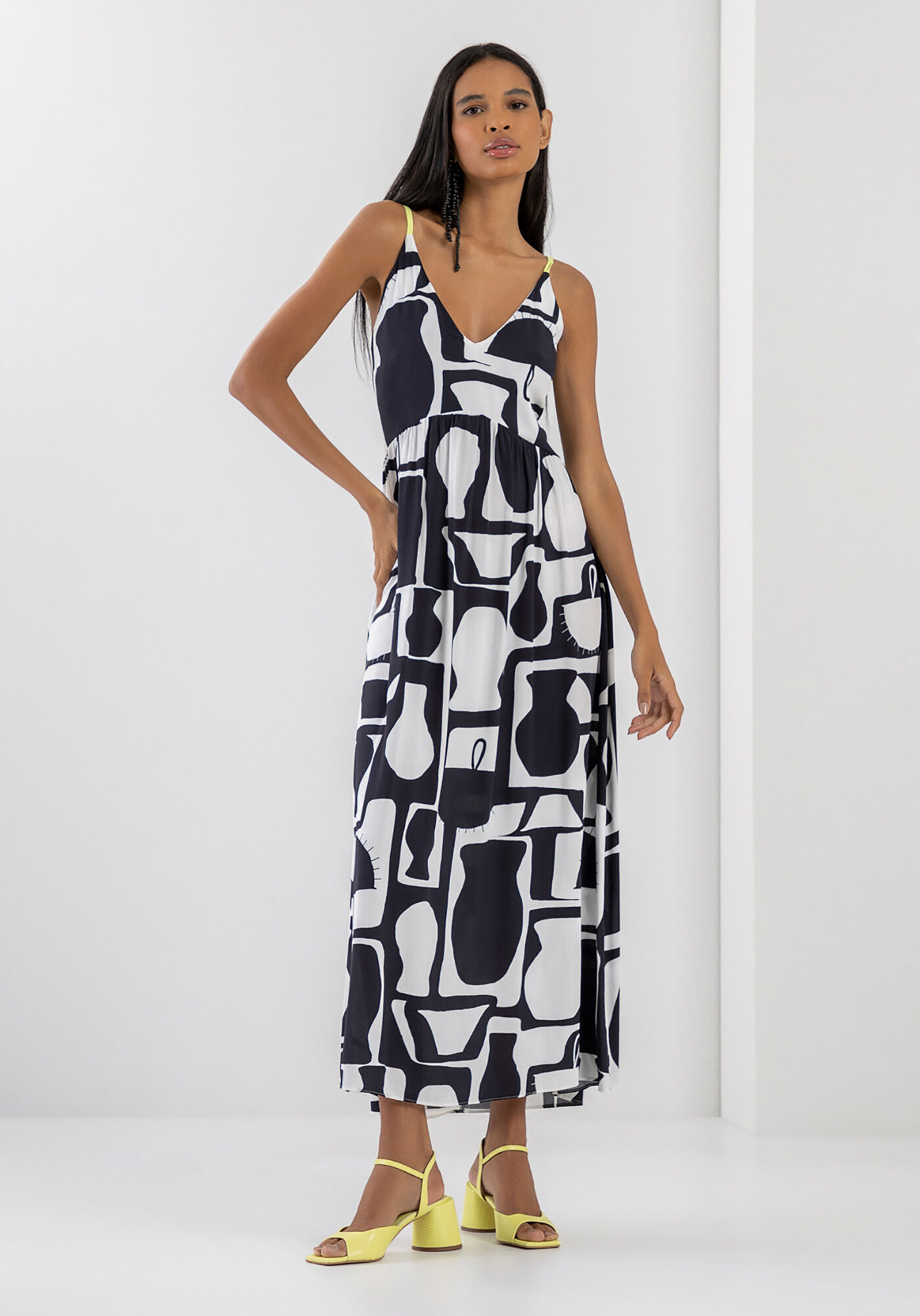 Vestido Midi Estampado com Recorte Costas, , large.