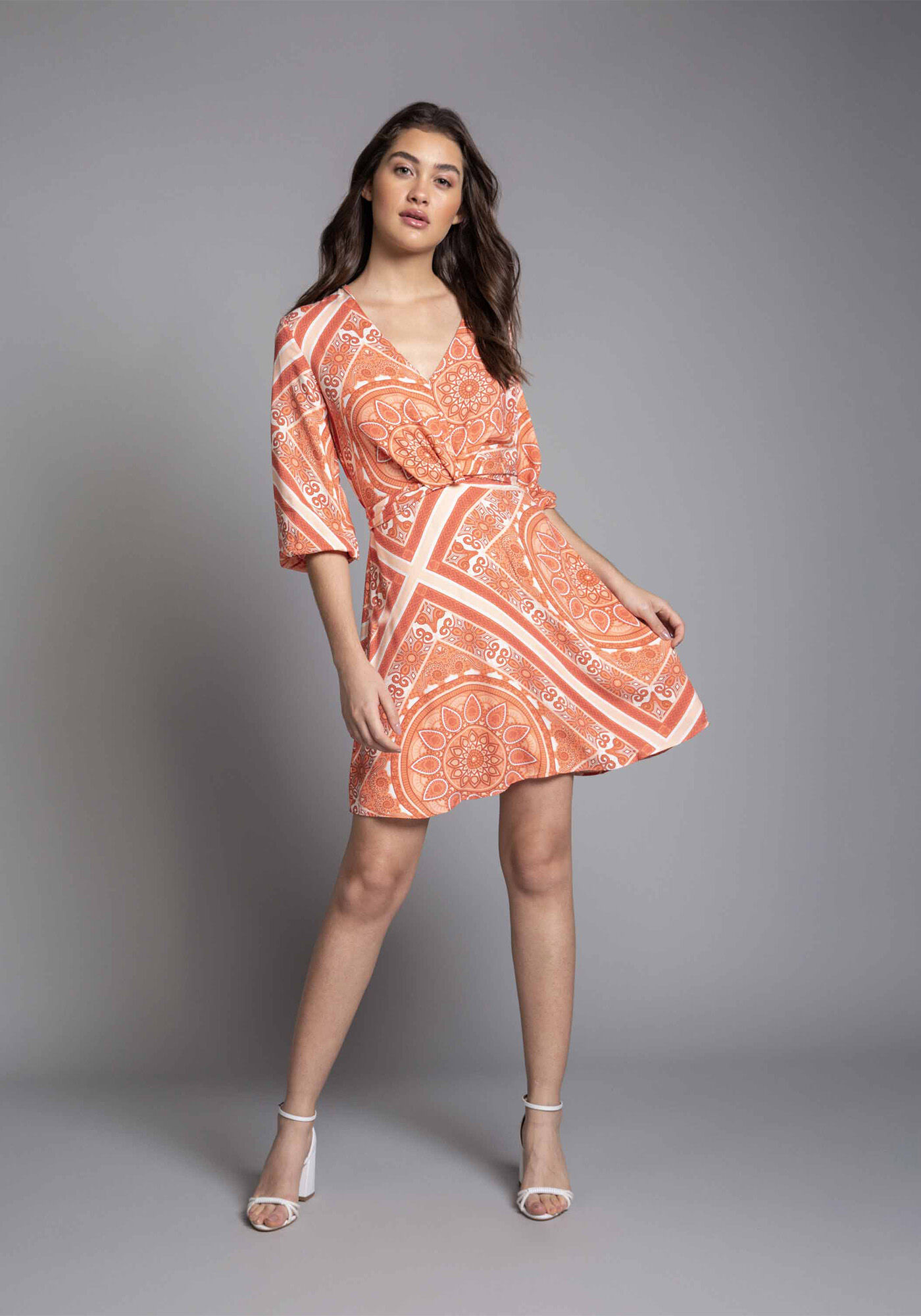 Vestido Manga 3/4 Transpasse, , large.