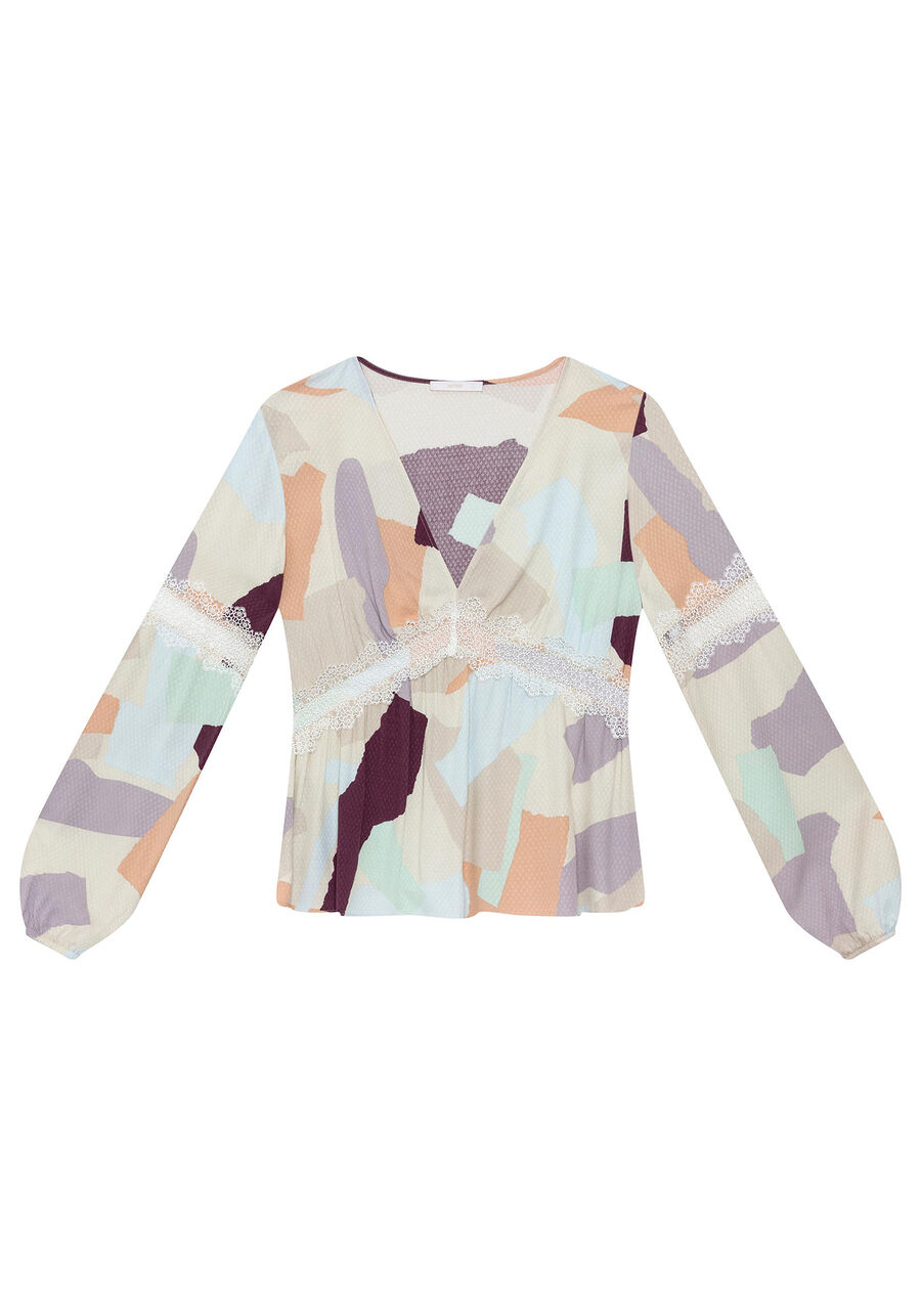 Blusa Manga Longa Recortes Renda, . Blusa Manga Longa Recortes Renda, , large.