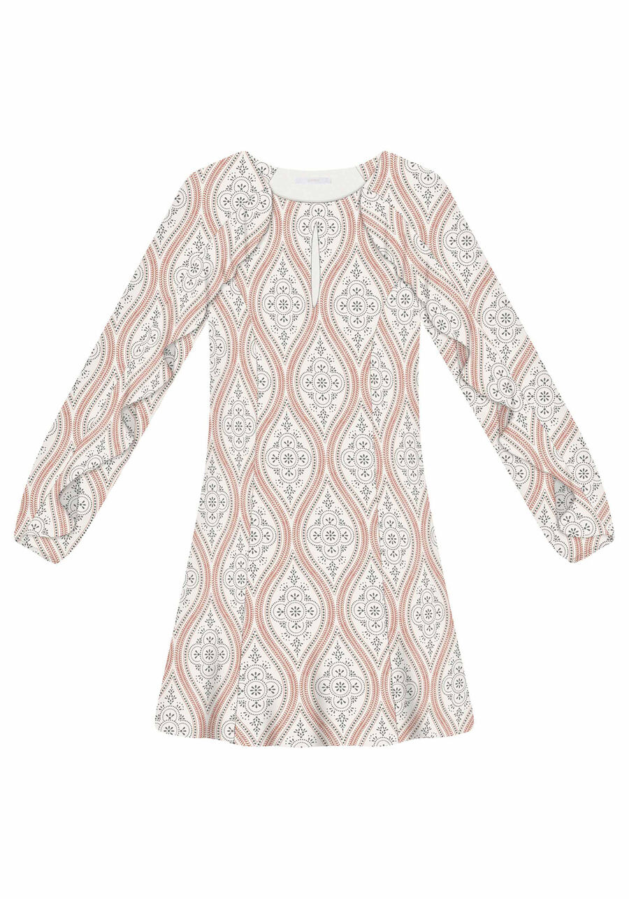 Vestido Manga Longa Estampado Tecido, . Vestido Manga Longa Estampado Tecido, , large.