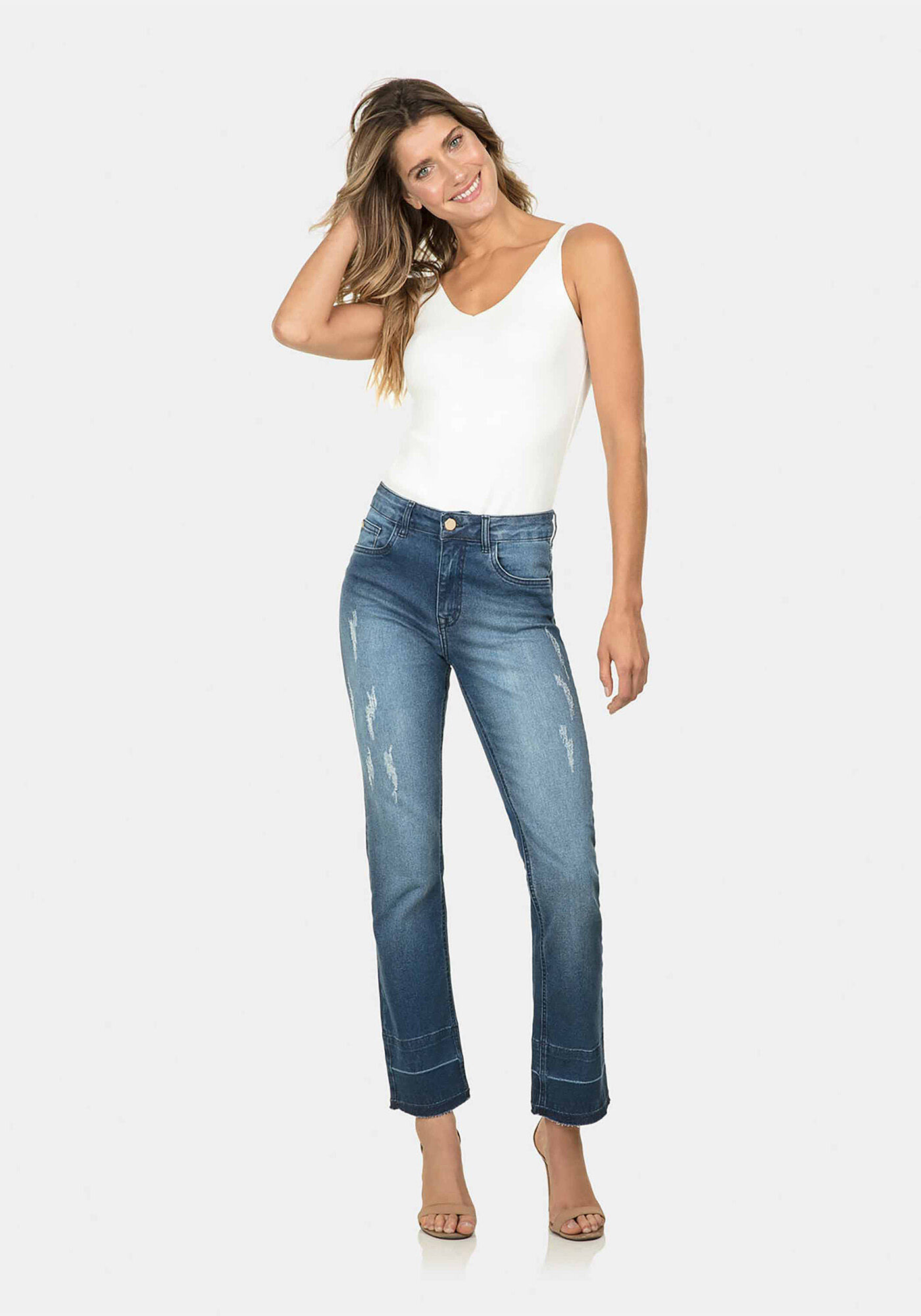 Cal&ccedil;a Tulum Reta Elastic Jeans, , large.