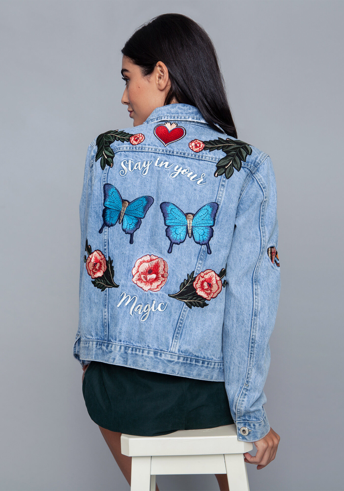 Jaqueta shop jeans estampada