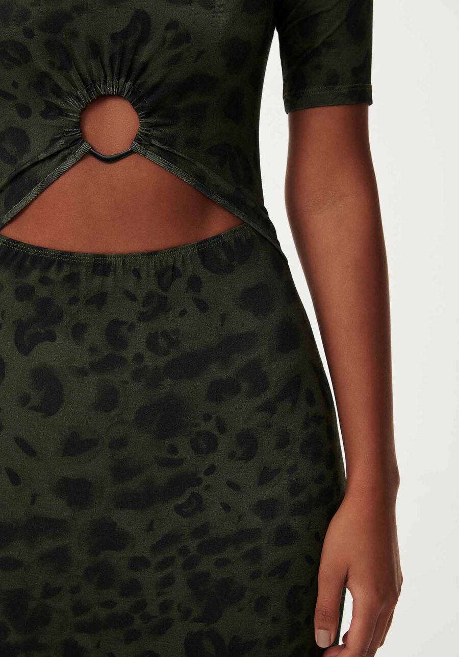 Vestido Midi Estampado com Cut e Detalhe Argola, . Vestido Midi Estampado com Cut e Detalhe Argola, , large.